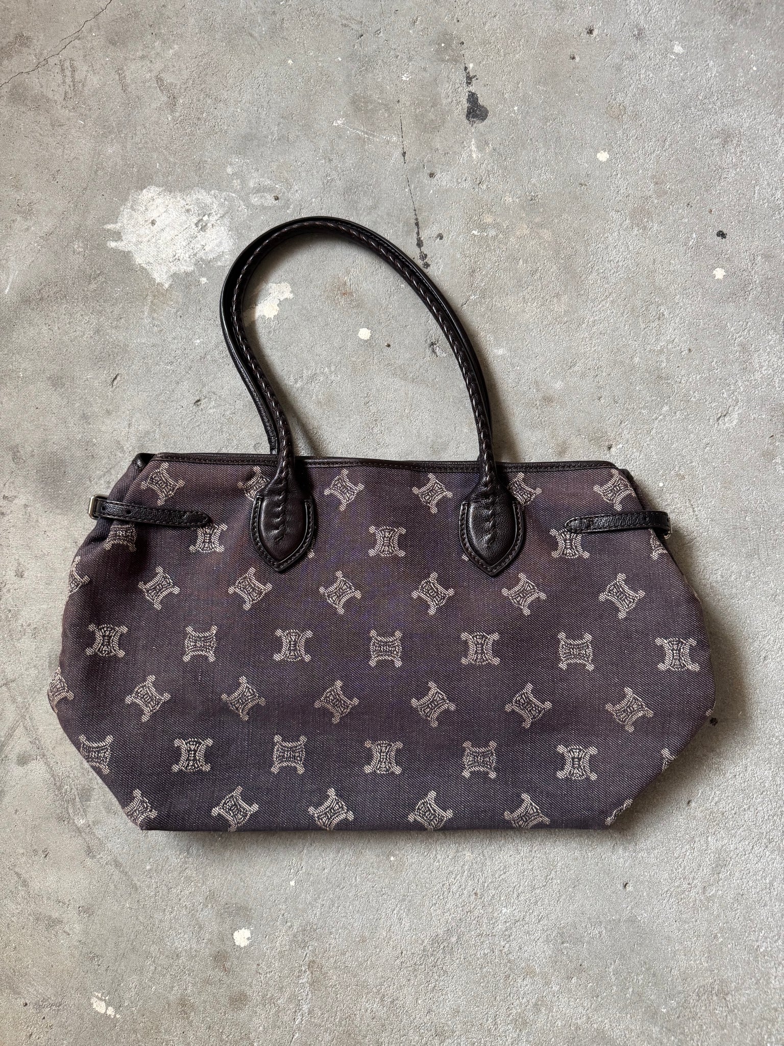 Celine Macadam Denim Shoulder Bag Black