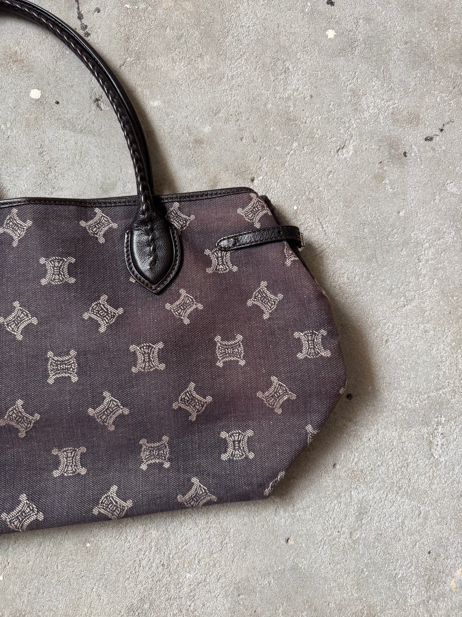 Celine Macadam Denim Shoulder Bag Black
