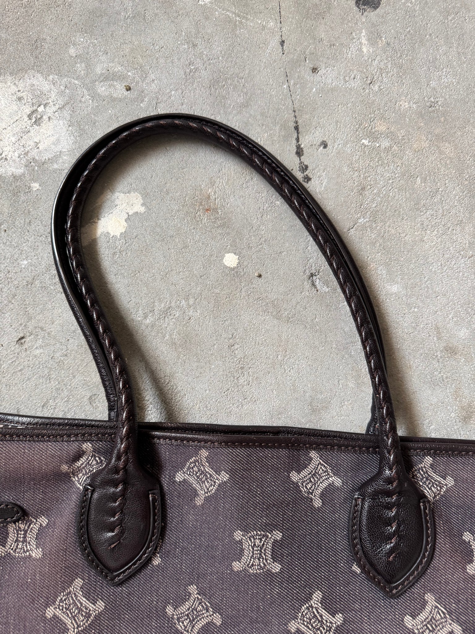 Celine Macadam Denim Shoulder Bag Black