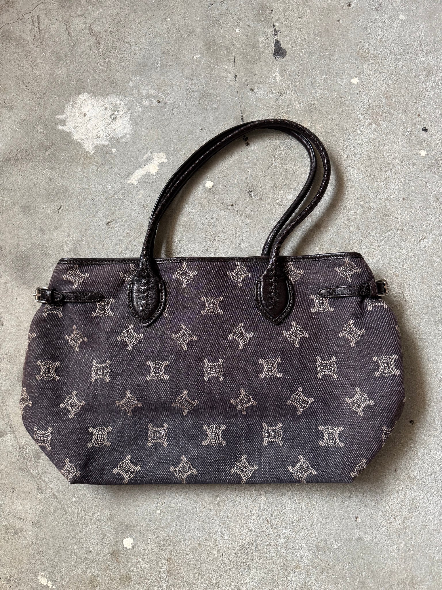Celine Macadam Denim Shoulder Bag Black