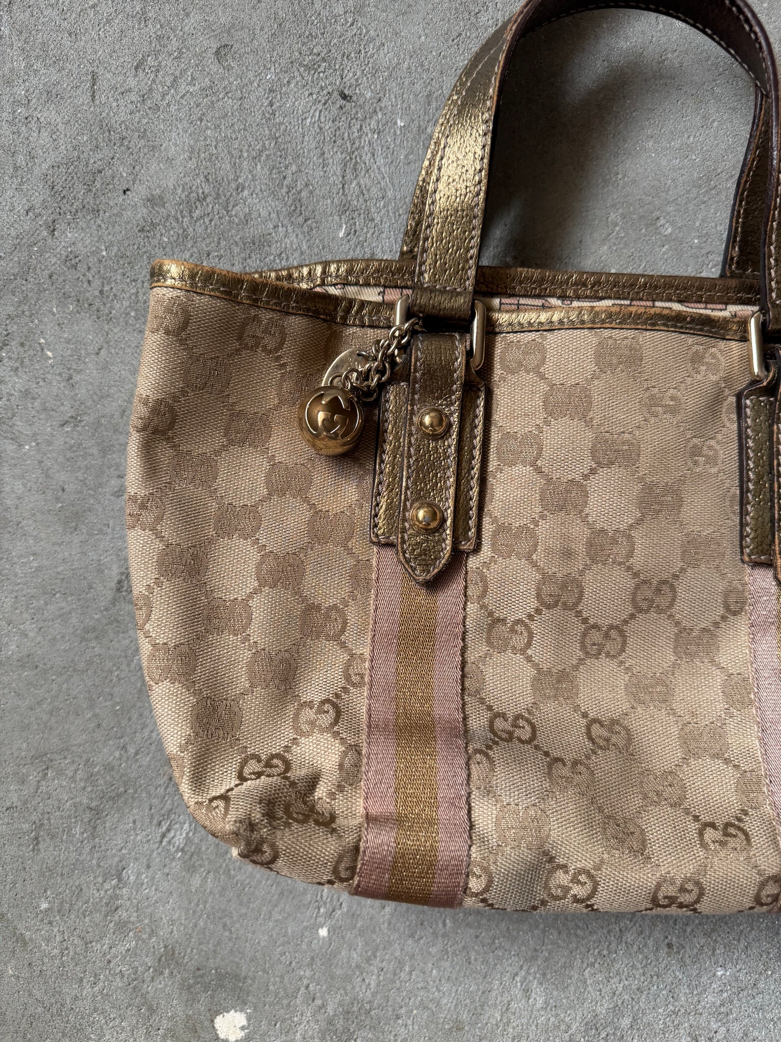 Gucci GG Canvas Mini Jolicoeur Handbag Gold