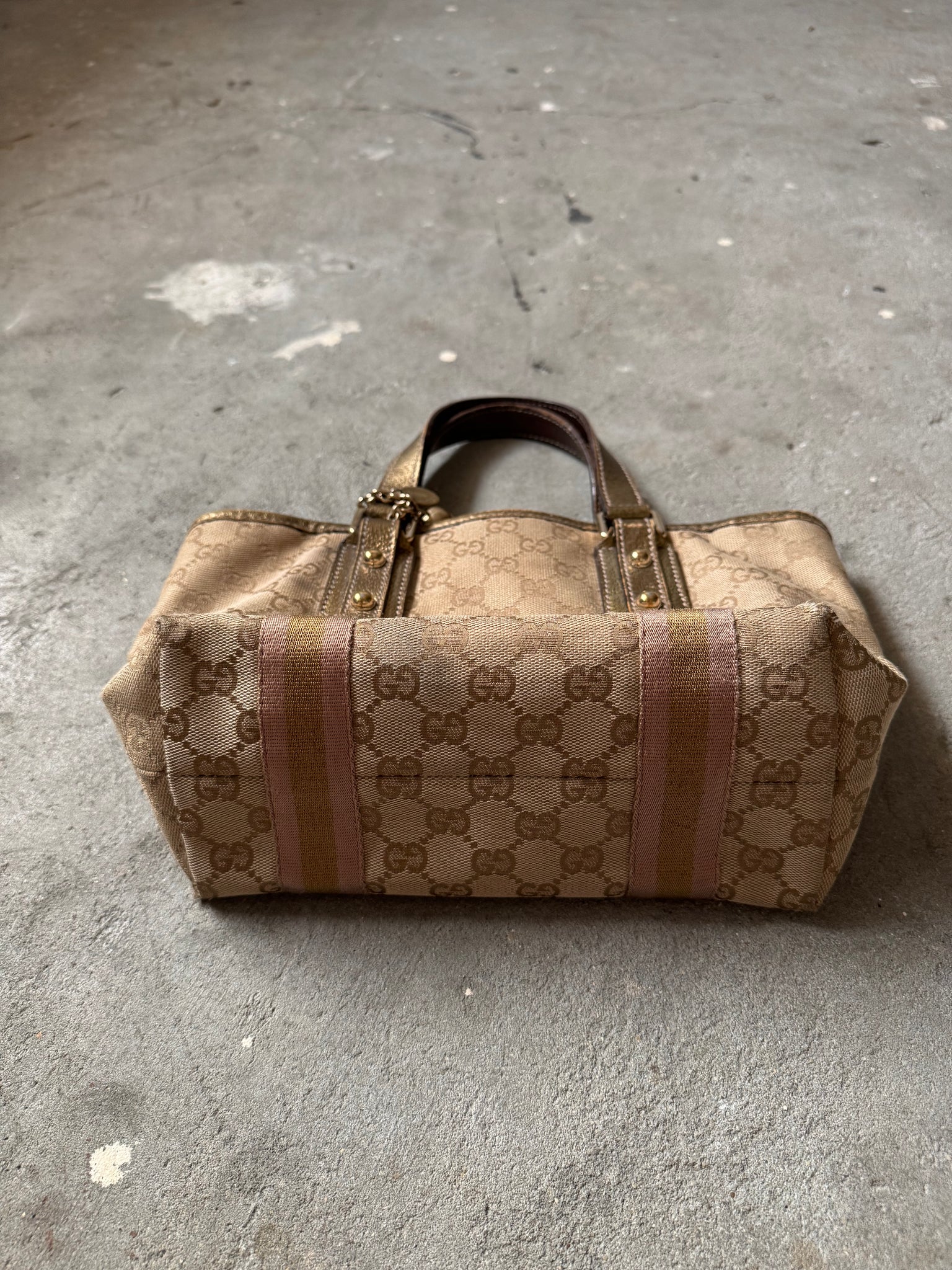 Gucci GG Canvas Mini Jolicoeur Handbag Gold