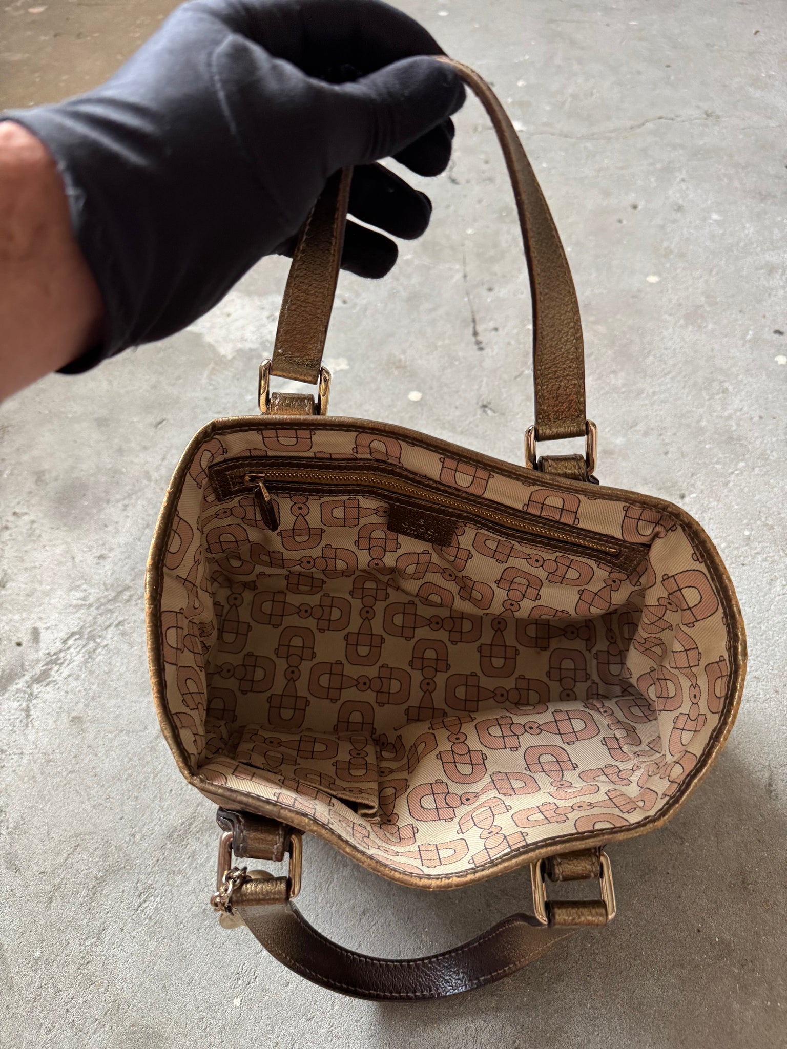 Gucci GG Canvas Mini Jolicoeur Handbag Gold