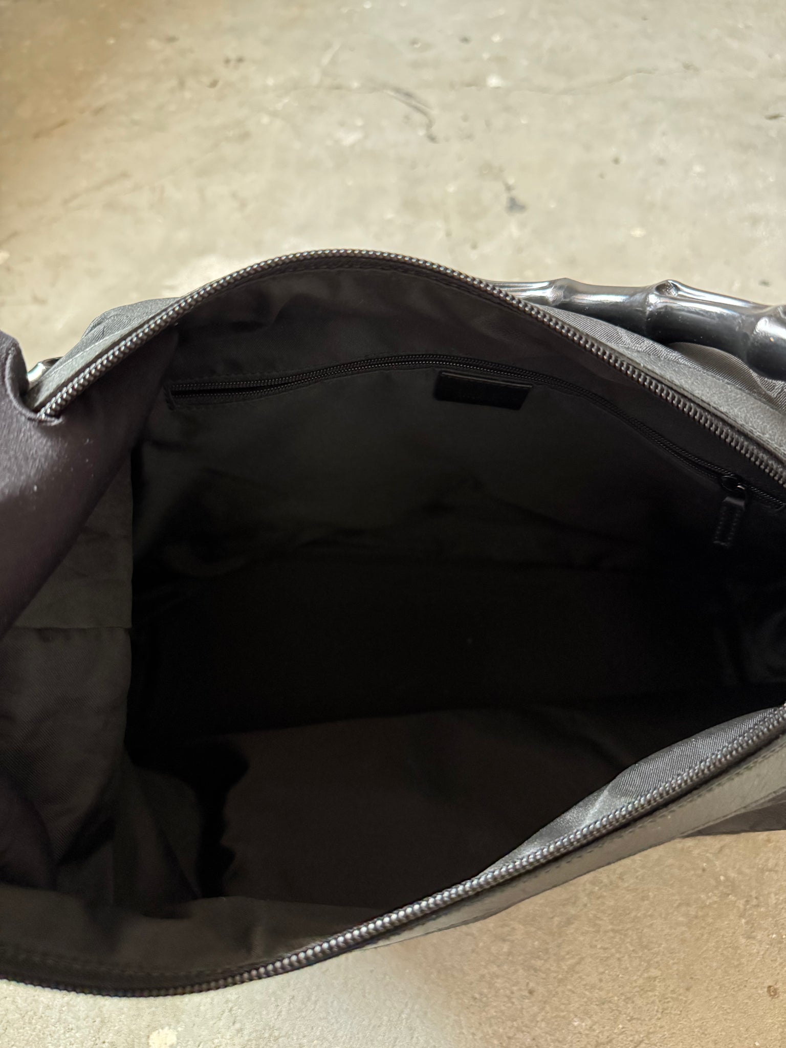 Gucci GG Monogram Bamboo Nylon Shoulder Bag Black