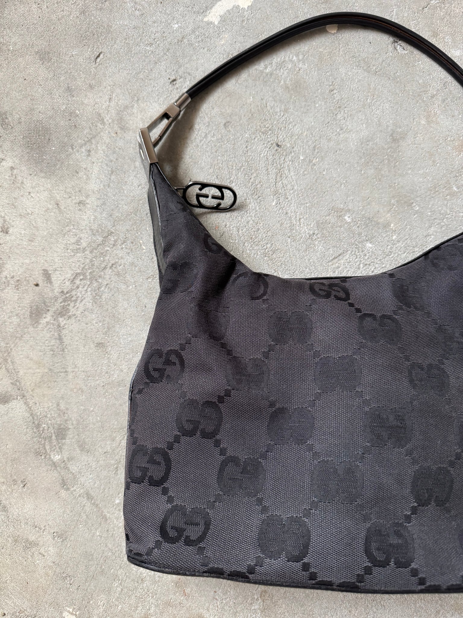 Gucci GG Monogram Nylon Shoulder Bag Black