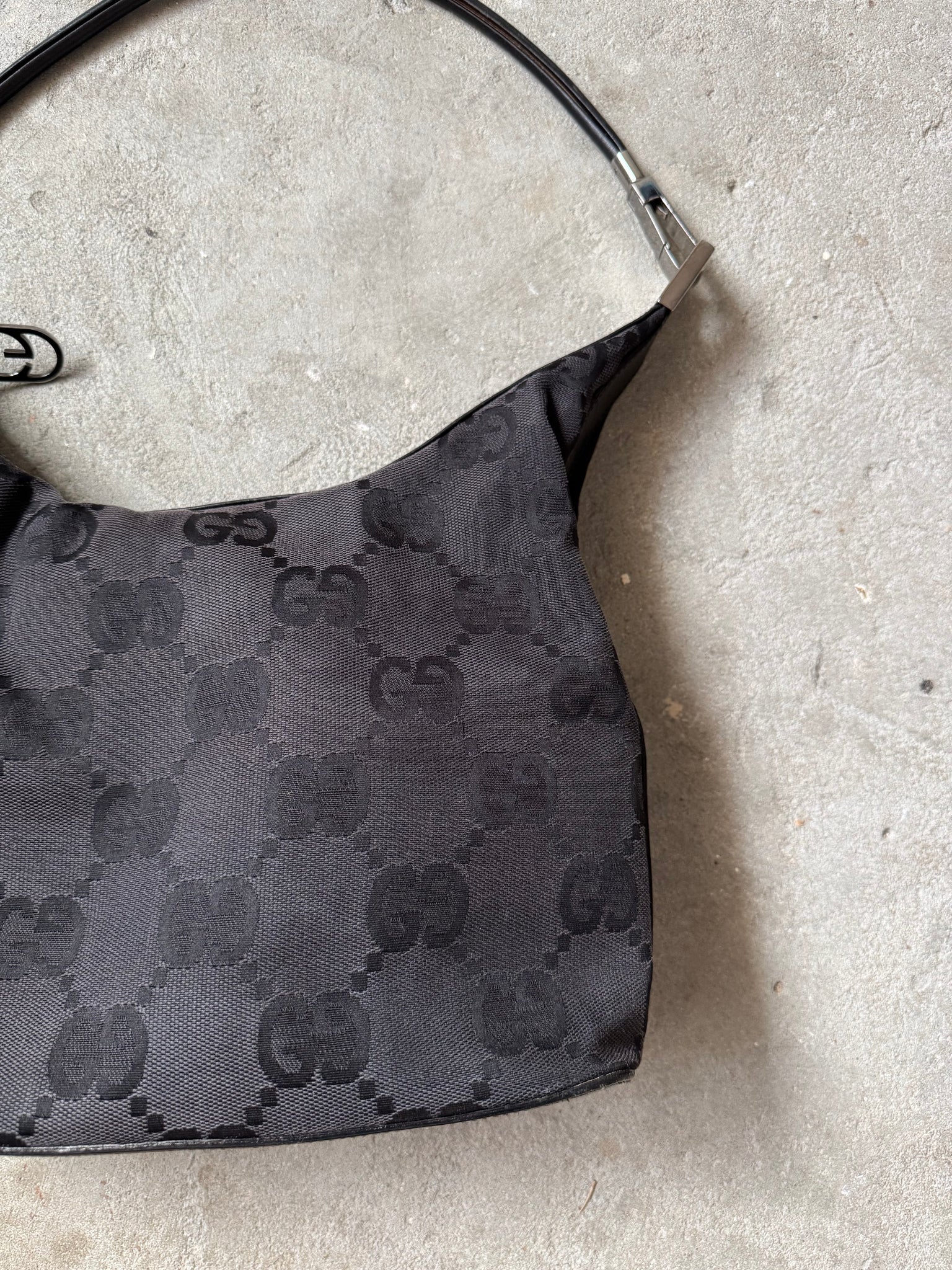 Gucci GG Monogram Nylon Shoulder Bag Black