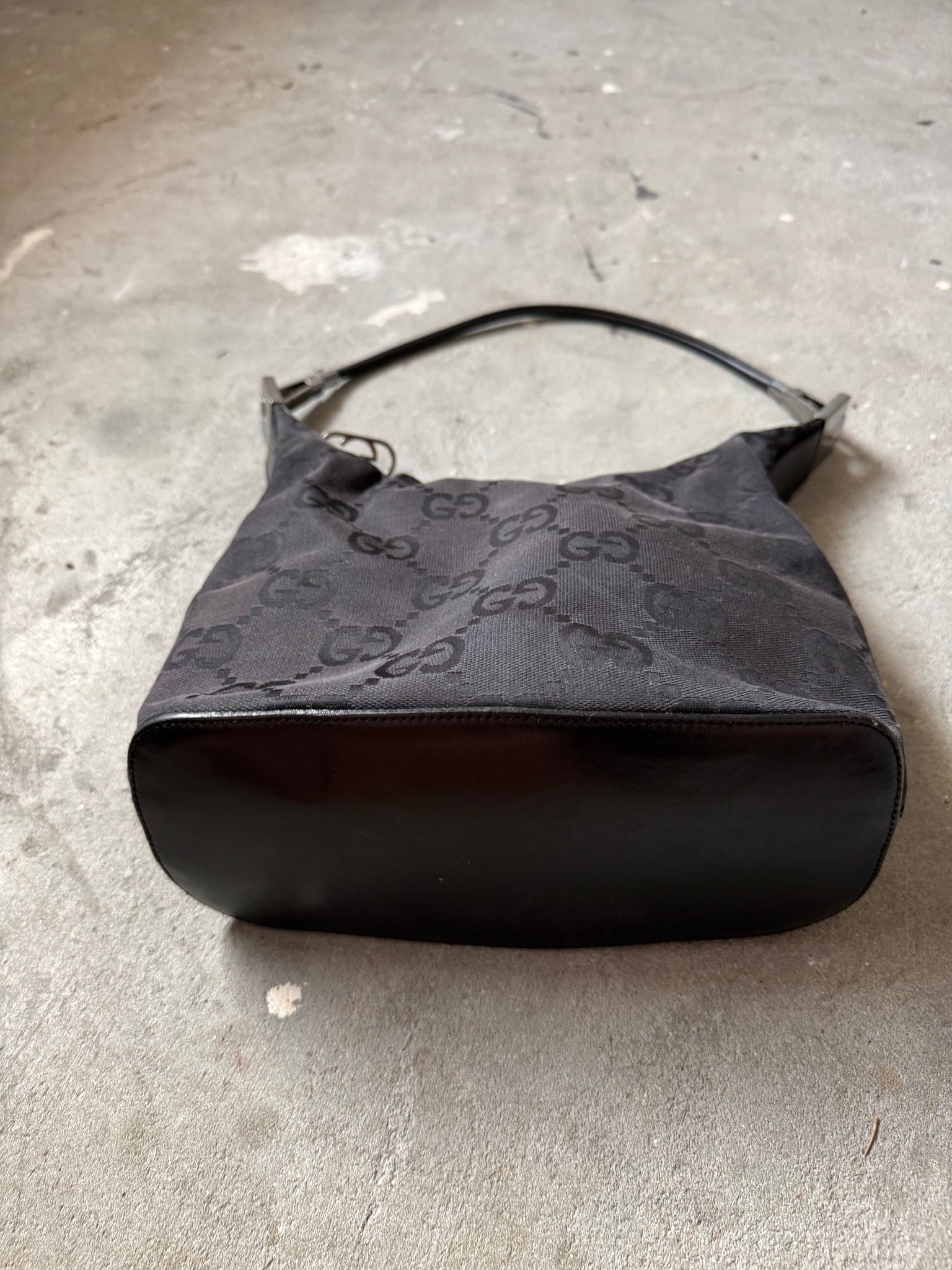 Gucci GG Monogram Nylon Shoulder Bag Black