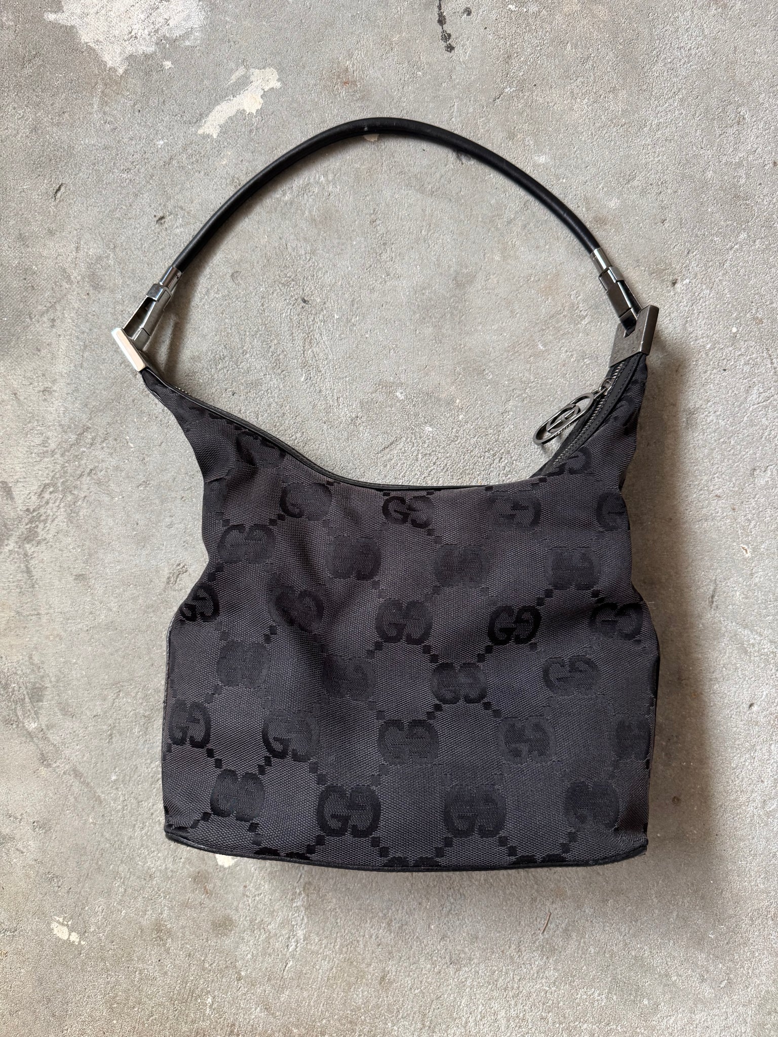 Gucci GG Monogram Nylon Shoulder Bag Black