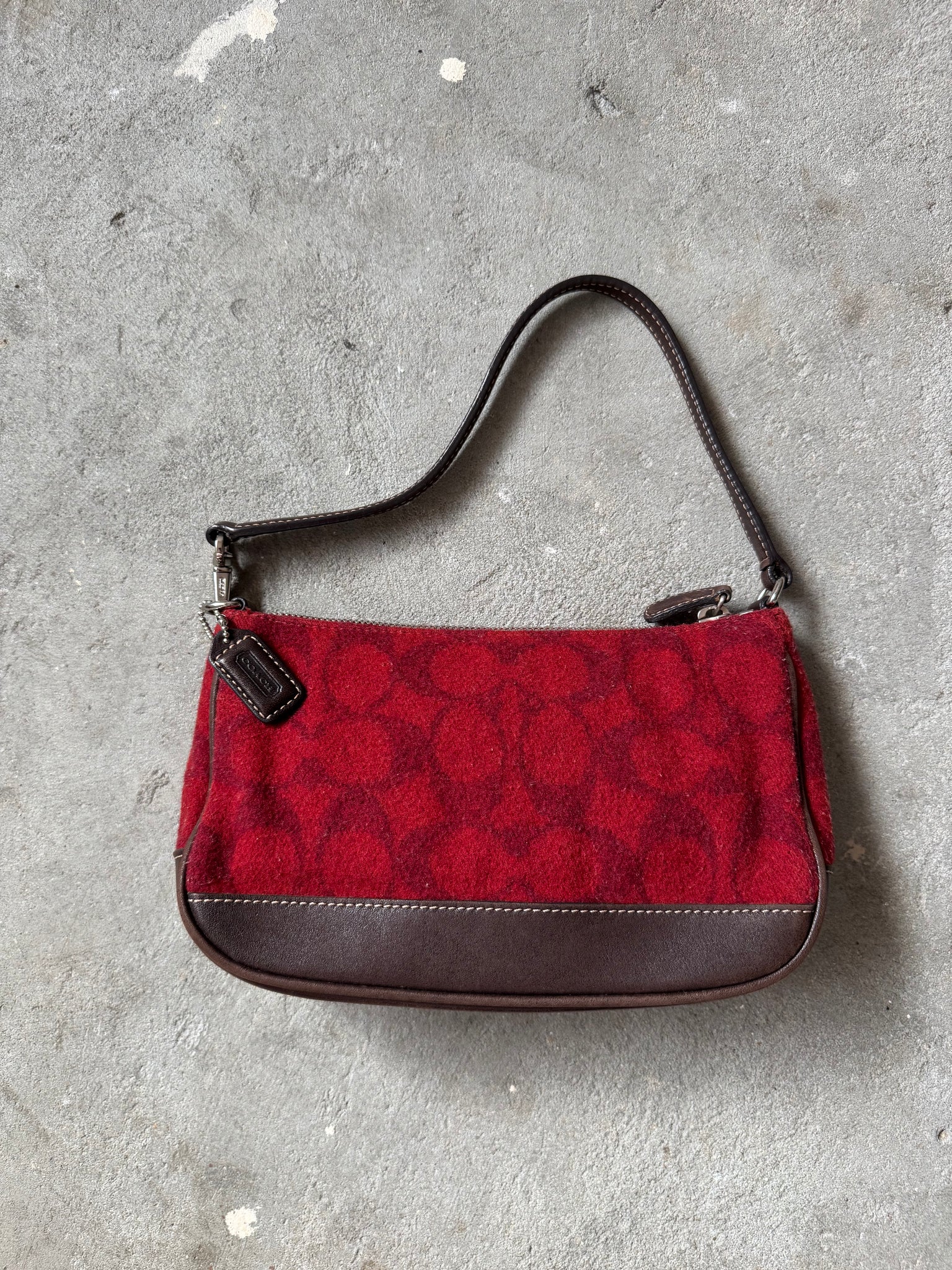 Coach Y2K Demi Wool Shoulder Bag Red