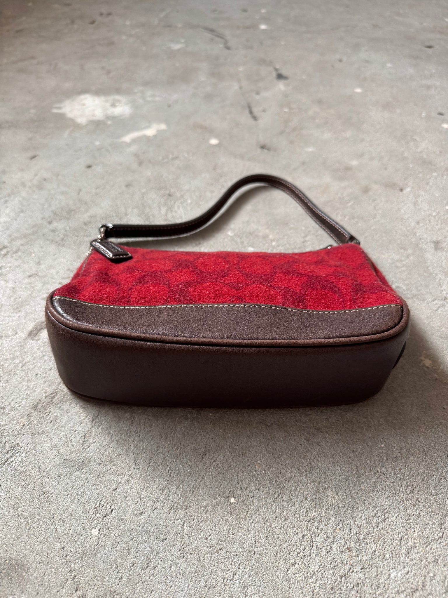 Coach Y2K Demi Wool Shoulder Bag Red