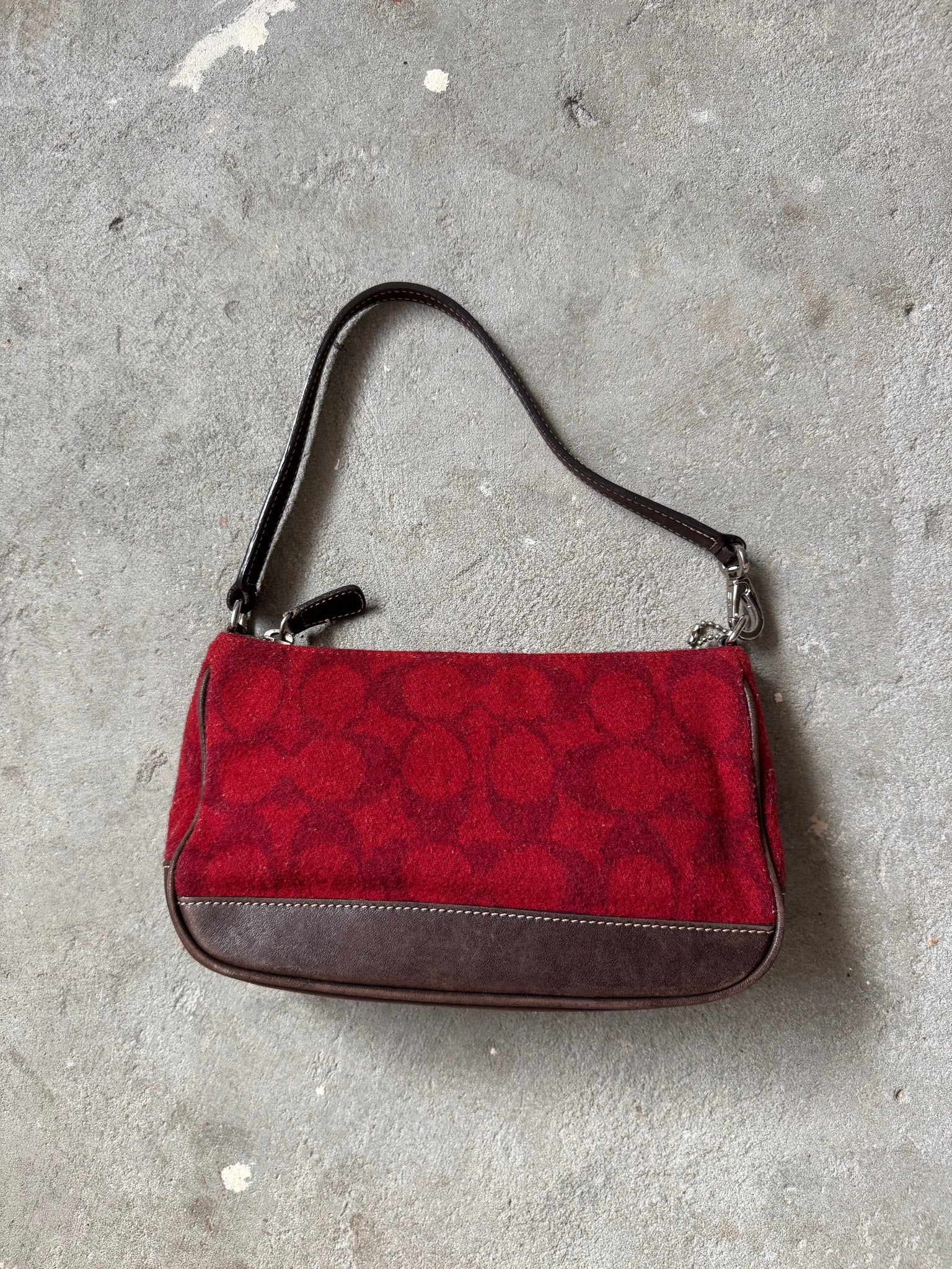 Coach Y2K Demi Wool Shoulder Bag Red