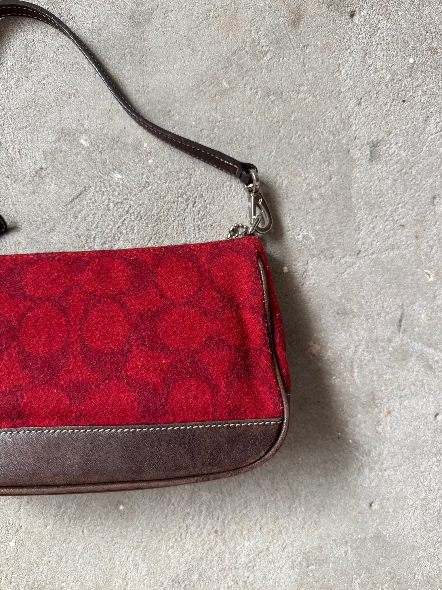 Coach Y2K Demi Wool Shoulder Bag Red