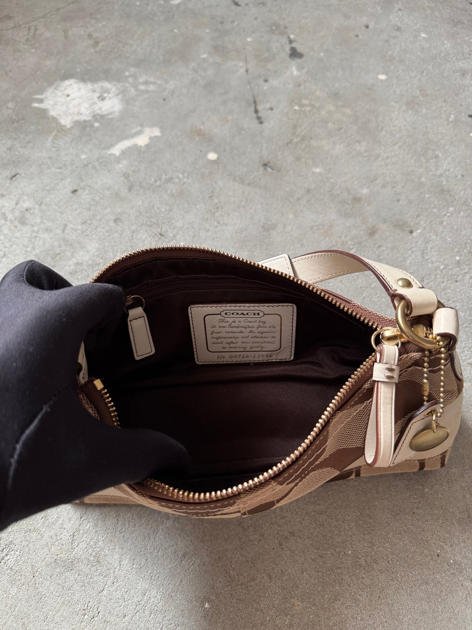 Coach Signature Baguette Stripe White Shoulder Bag