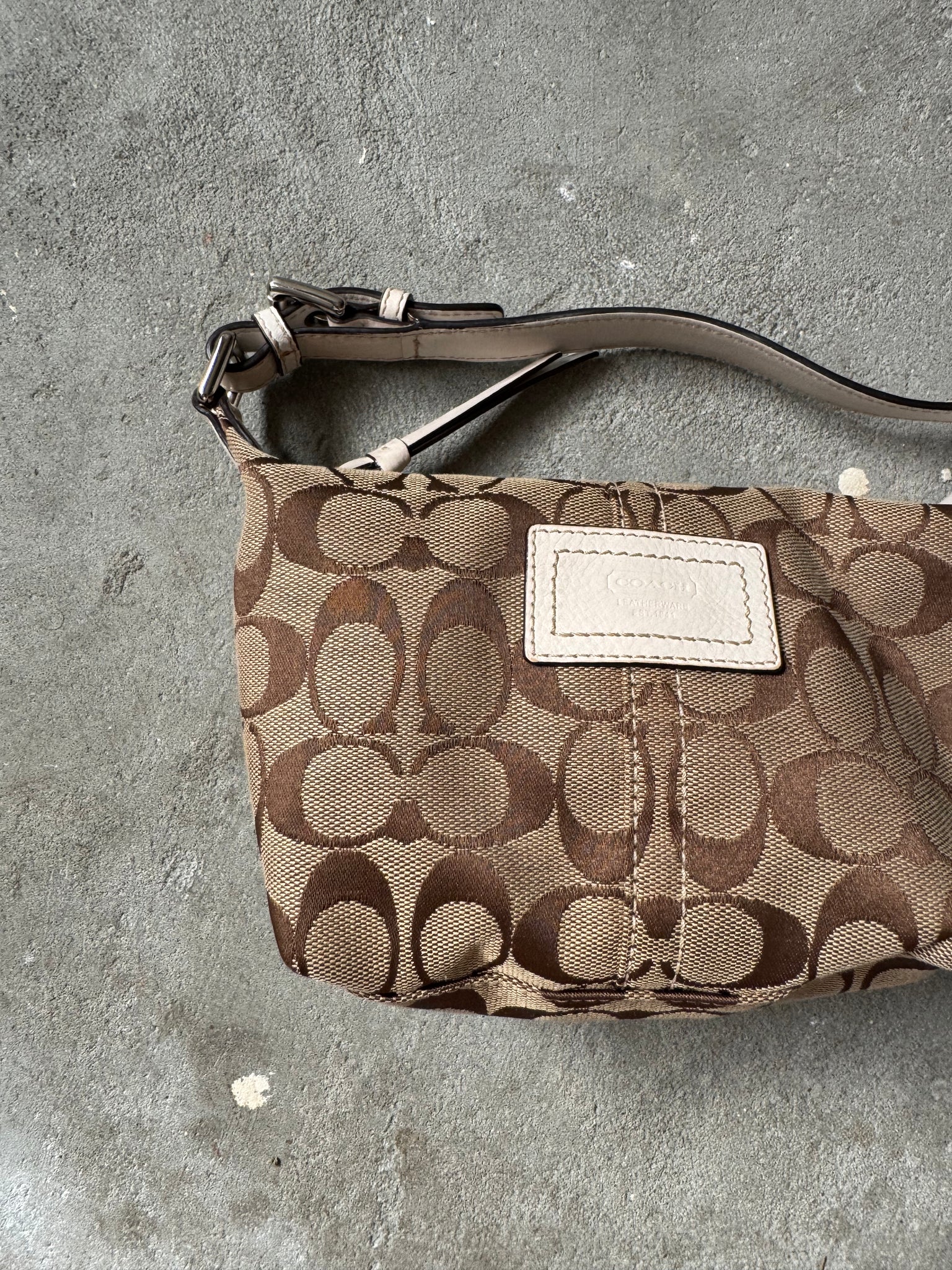 Coach Signature Mini Hobo Shoulder Bag Beige
