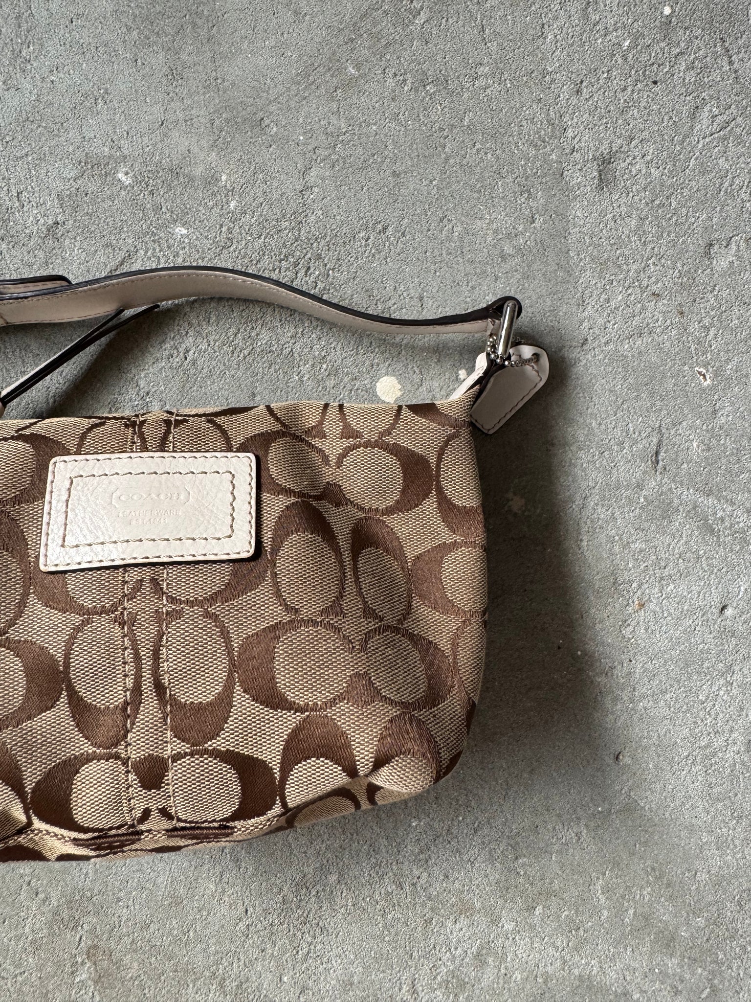 Coach Signature Mini Hobo Shoulder Bag Beige