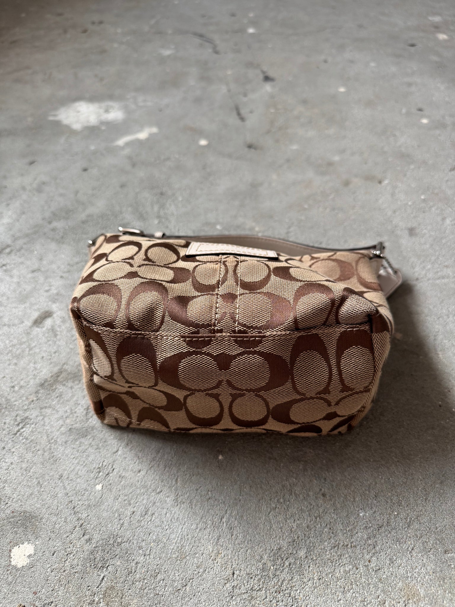 Coach Signature Mini Hobo Shoulder Bag Beige