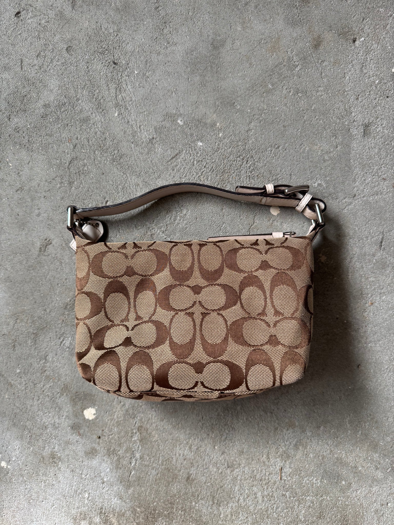 Coach Signature Mini Hobo Shoulder Bag Beige