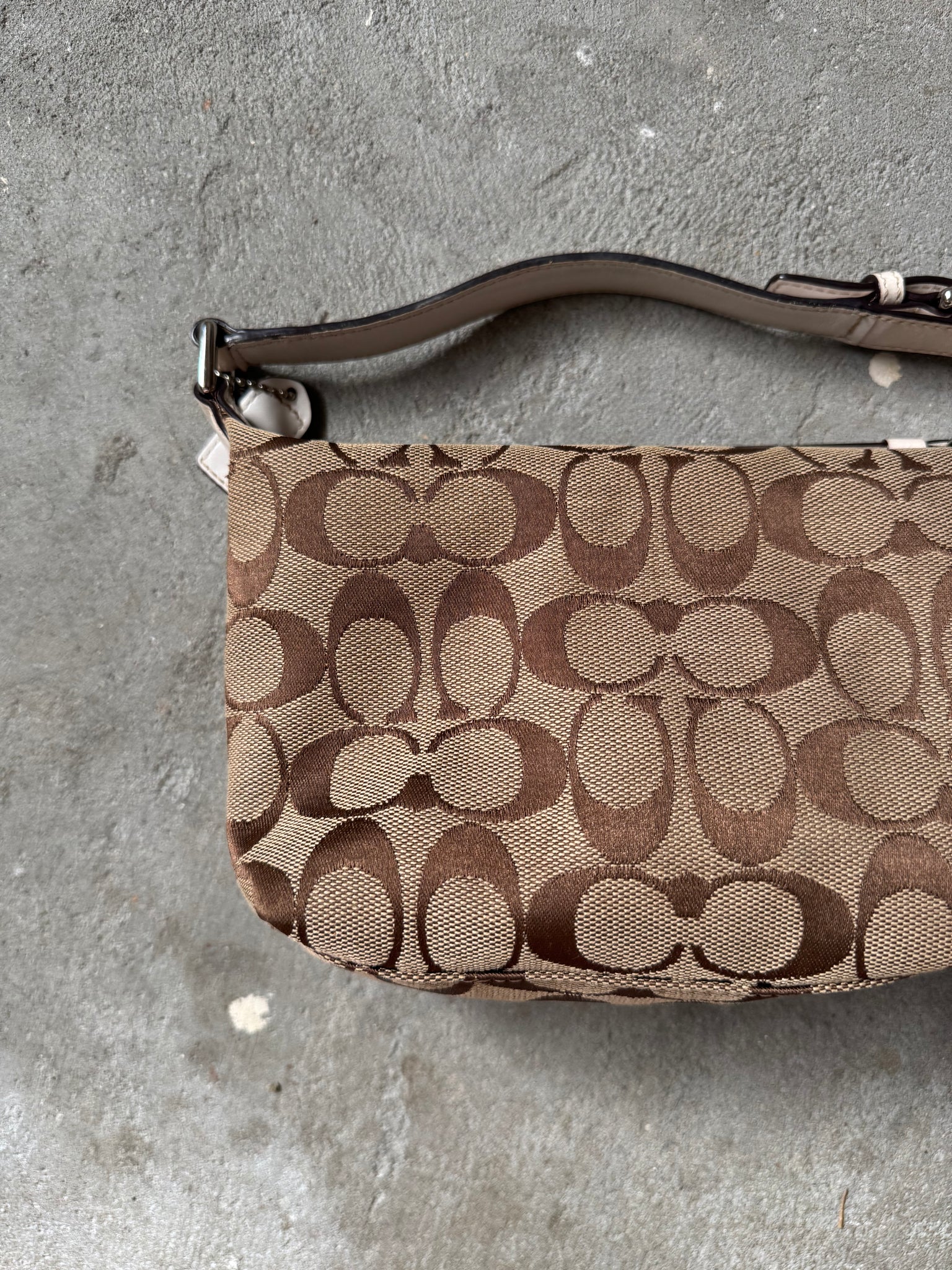 Coach Signature Mini Hobo Shoulder Bag Beige