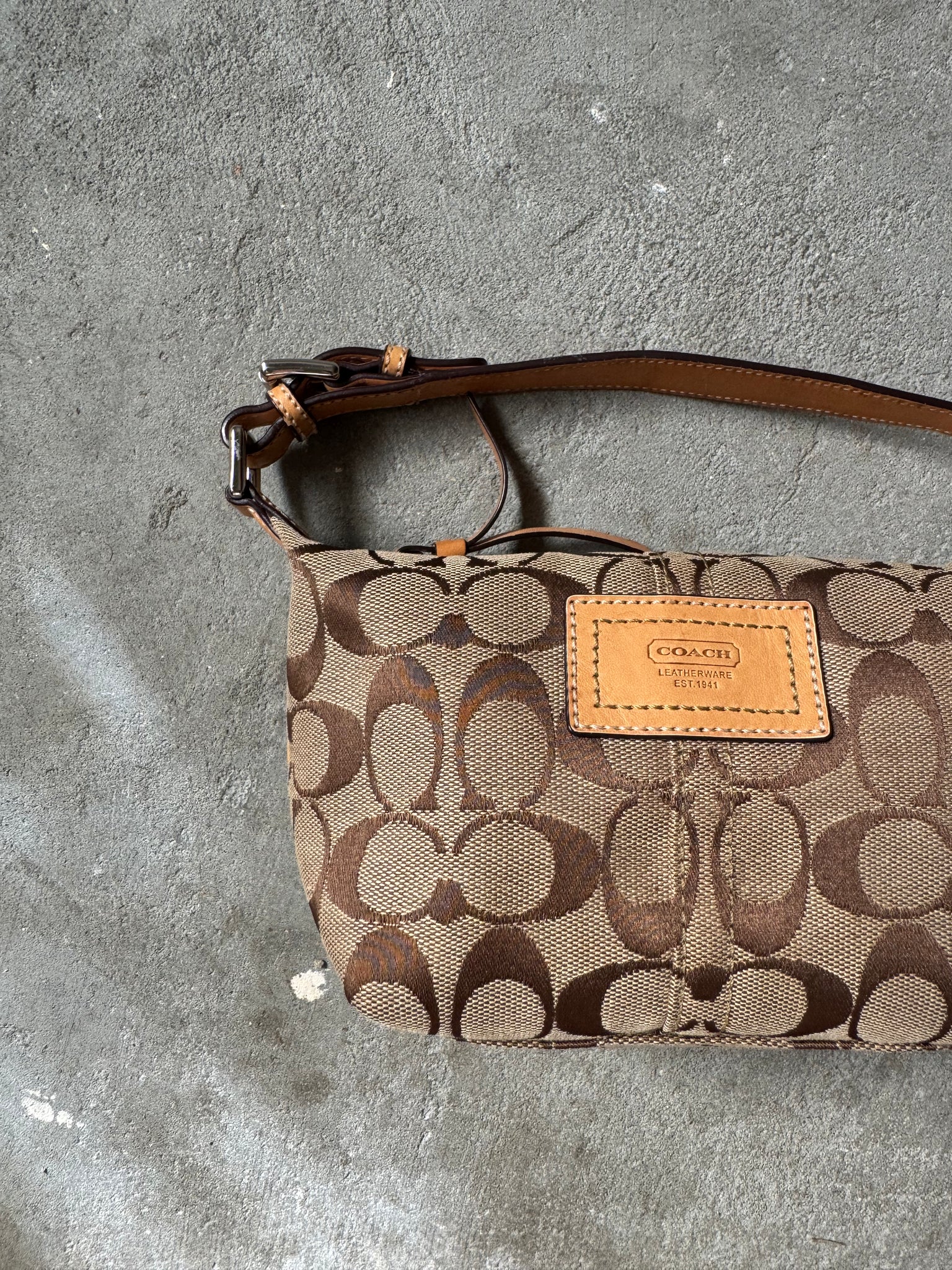 Coach Signature Mini Hobo Shoulder Bag Beige