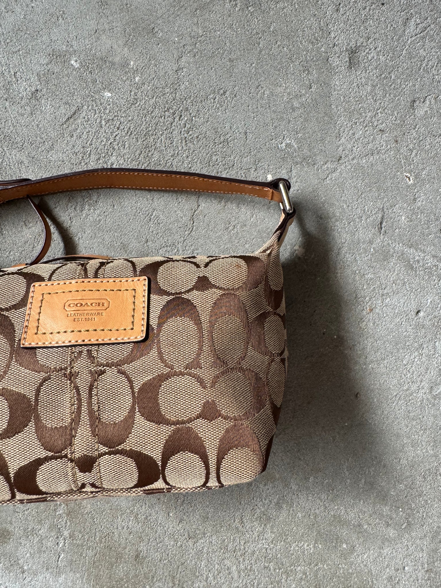 Coach Signature Mini Hobo Shoulder Bag Beige