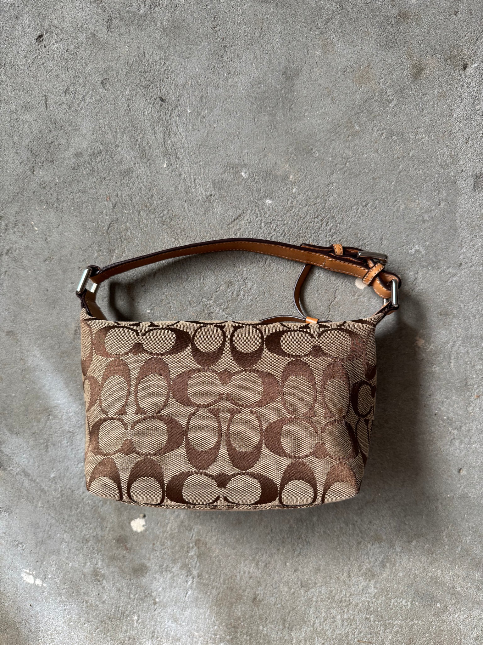 Coach Signature Mini Hobo Shoulder Bag Beige