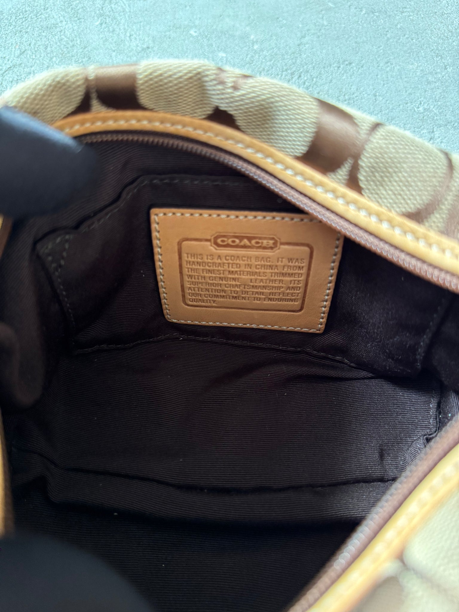 Coach Signature Mini Hobo Shoulder Bag Beige