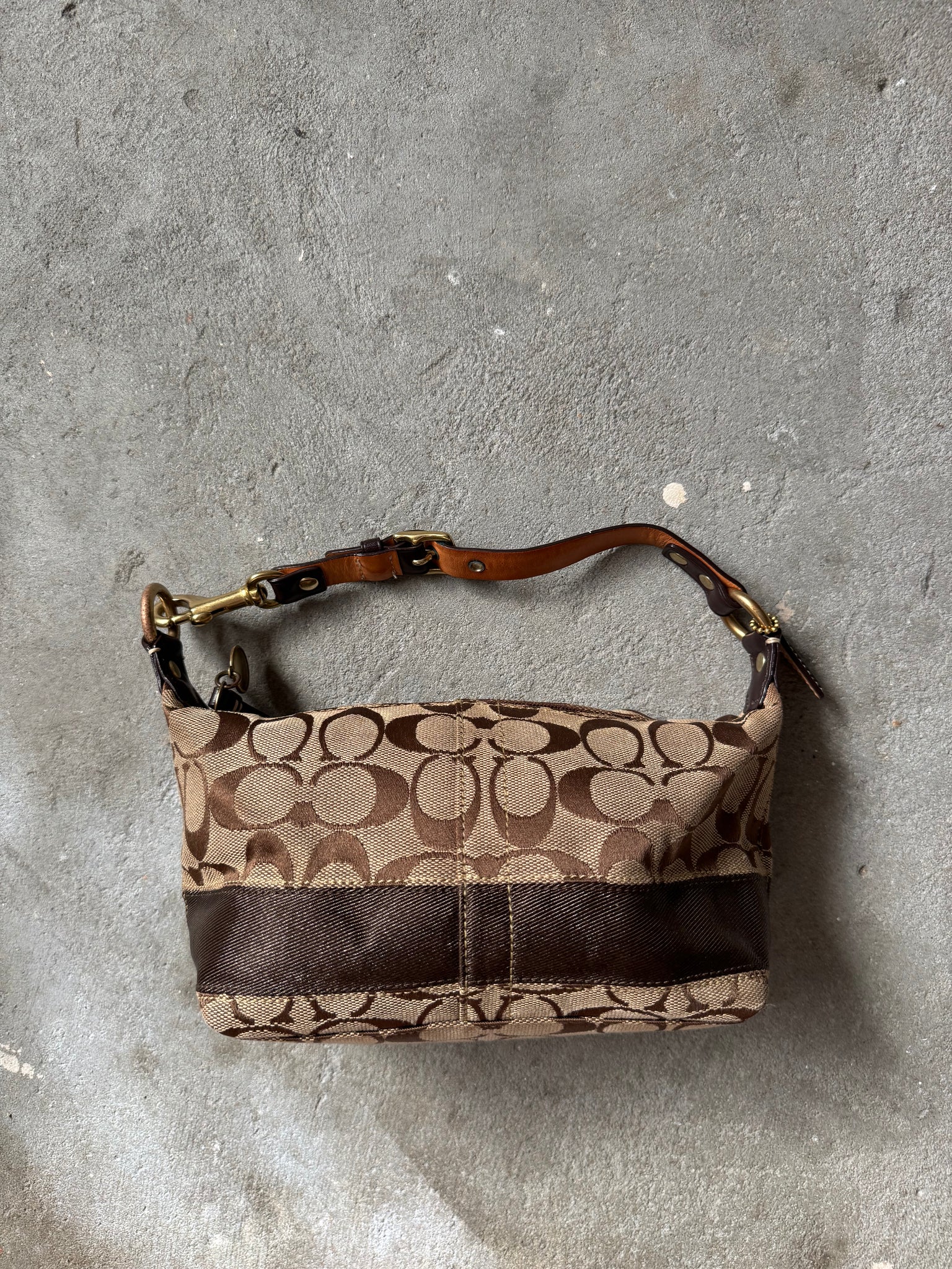 Coach Signature Stripe Mini Hobo ShoulderBag Beige/Brown