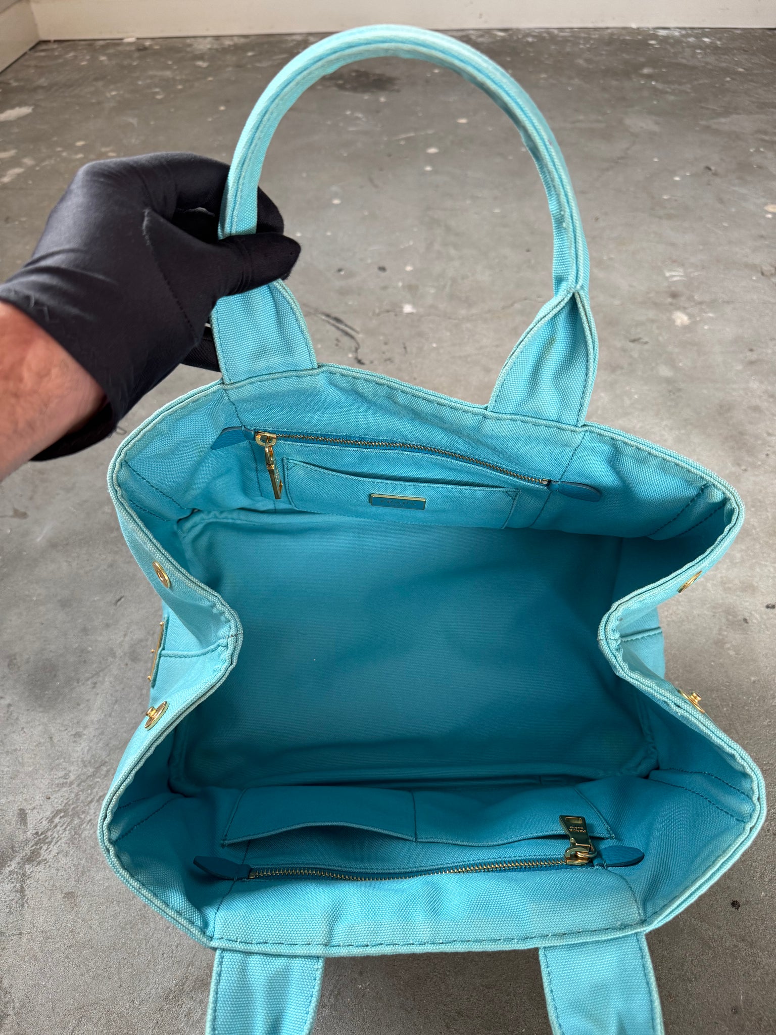 Prada Canapa Tote Bag Tiffany Blue