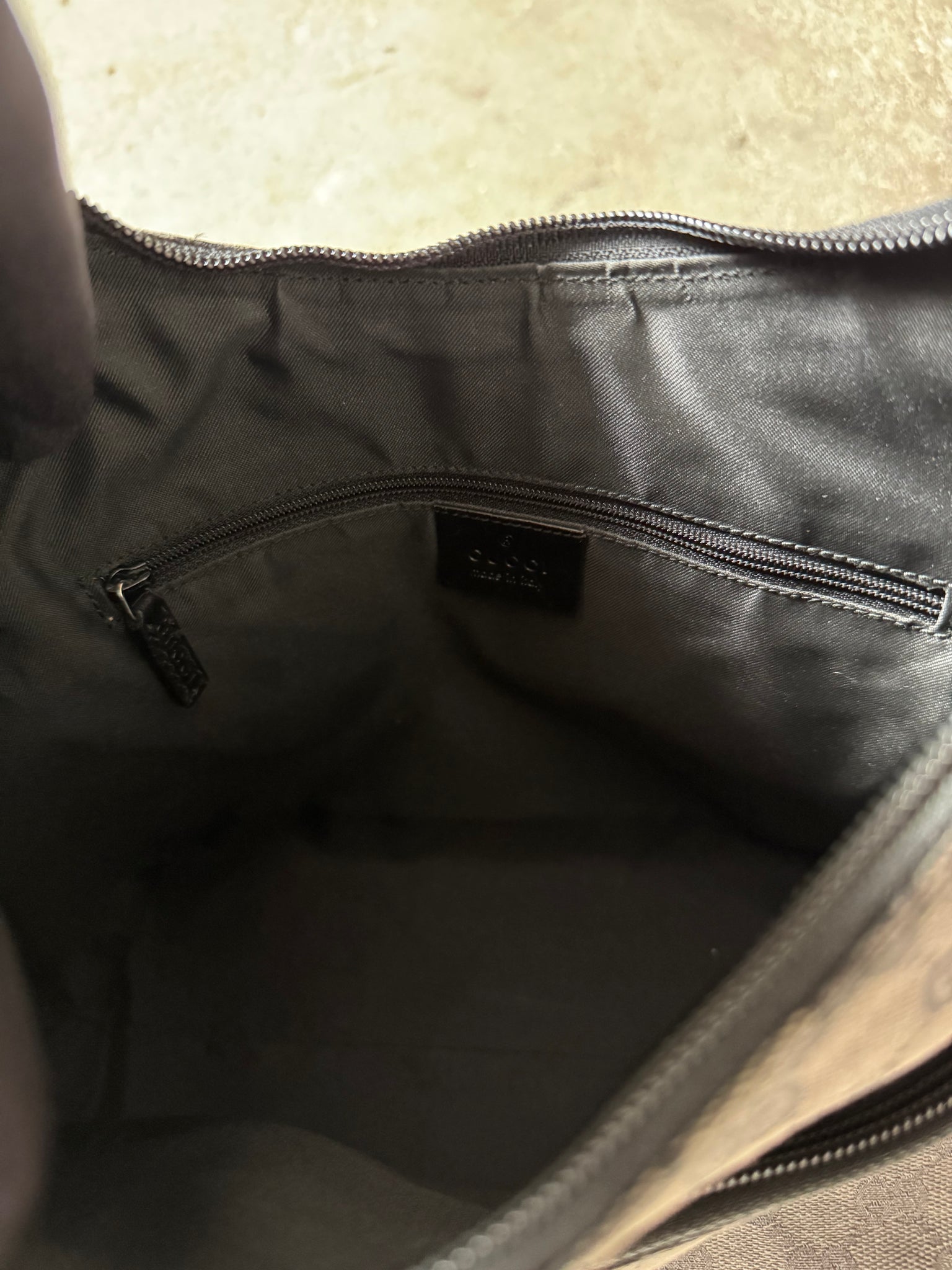 Gucci GG Monogram Hobo Canvas Shoulder Bag Black