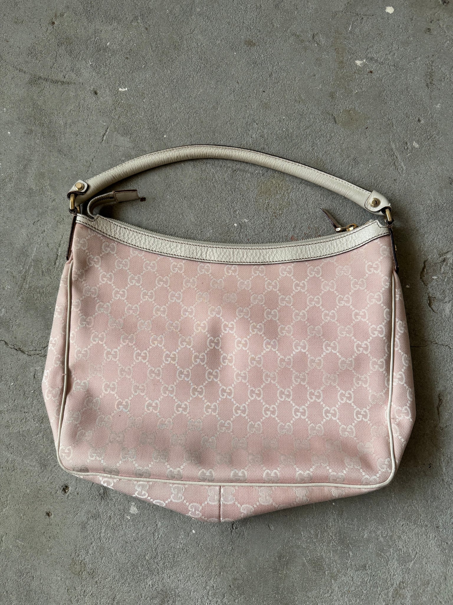 Gucci GG Monogram Hobo Shoulder Bag Pink/White