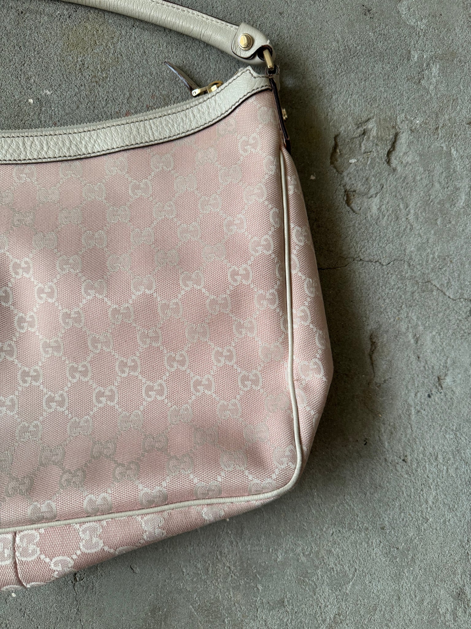 Gucci GG Monogram Hobo Shoulder Bag Pink/White