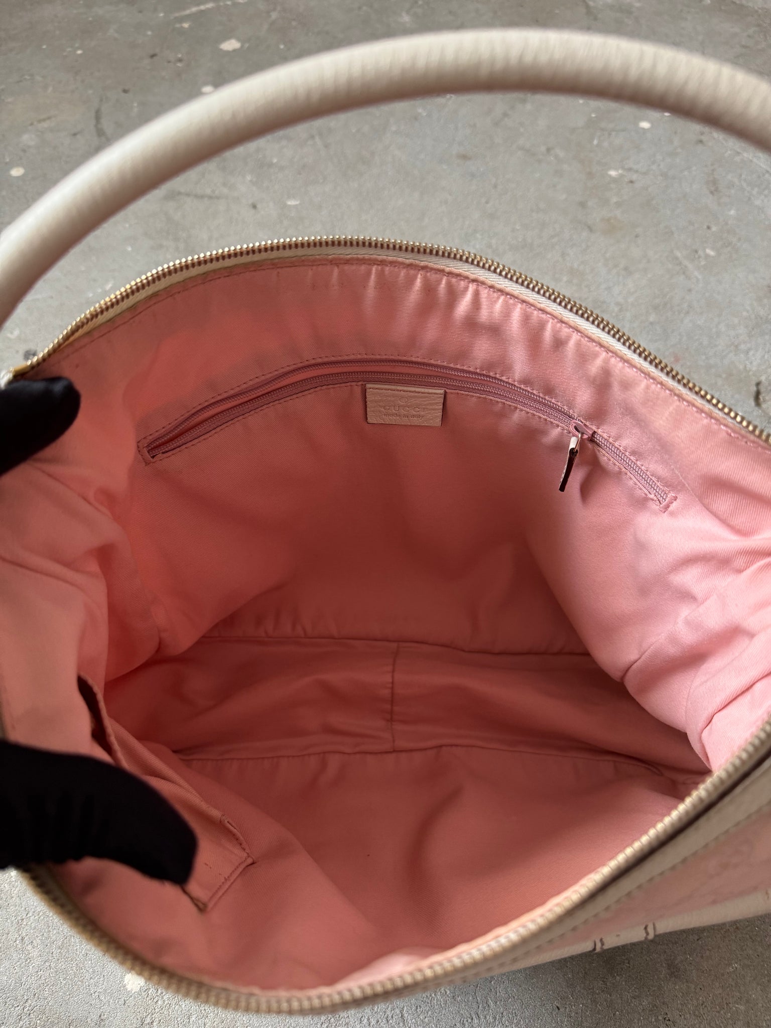 Gucci GG Monogram Hobo Shoulder Bag Pink/White