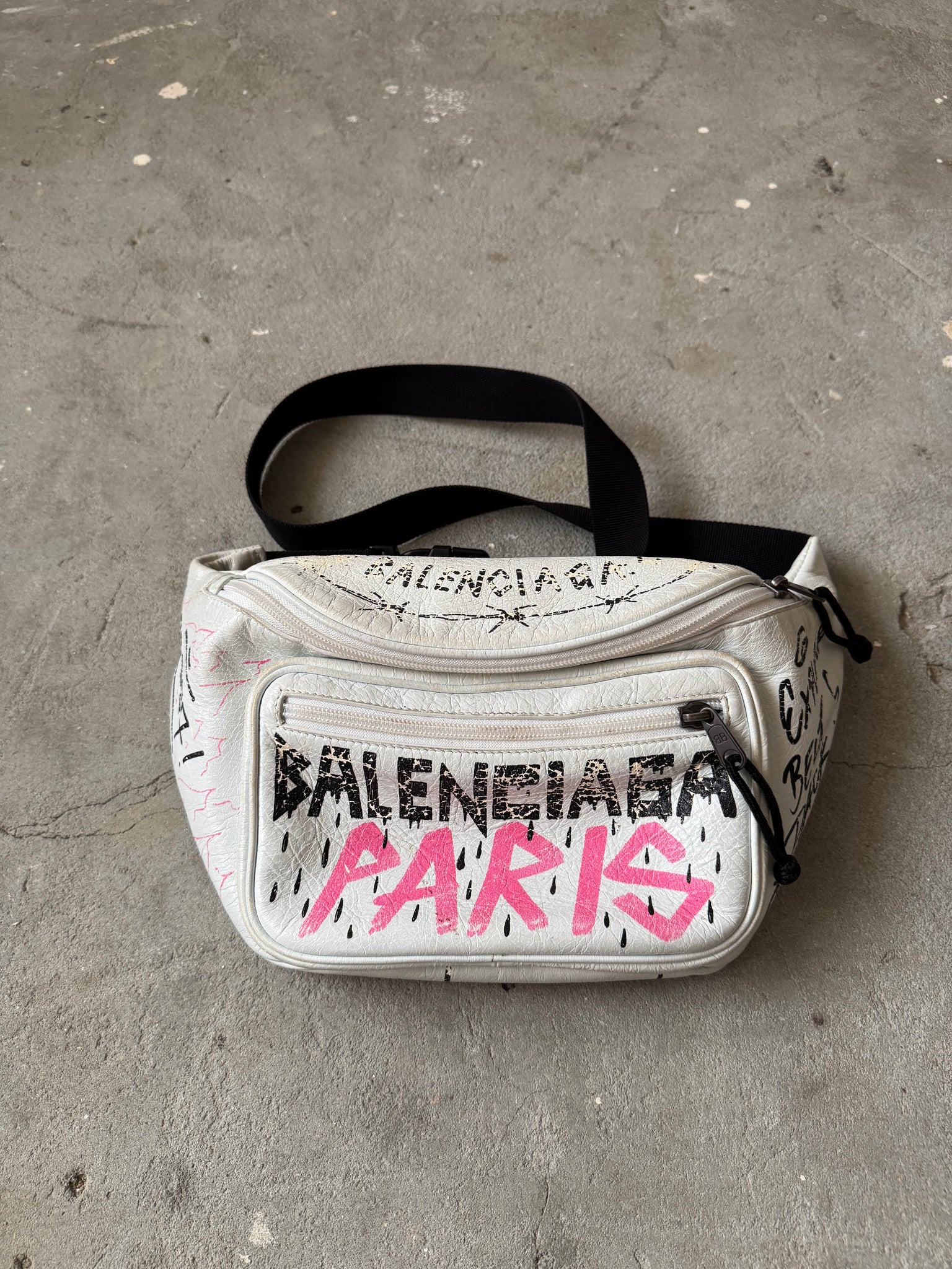 Balenciaga Graffiti Leather Belt Bag