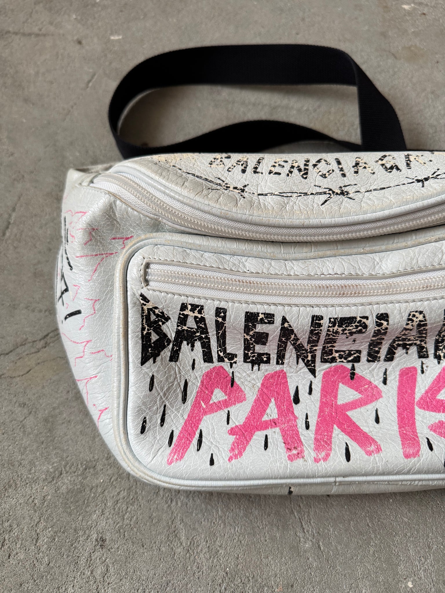 Balenciaga Graffiti Leather Belt Bag