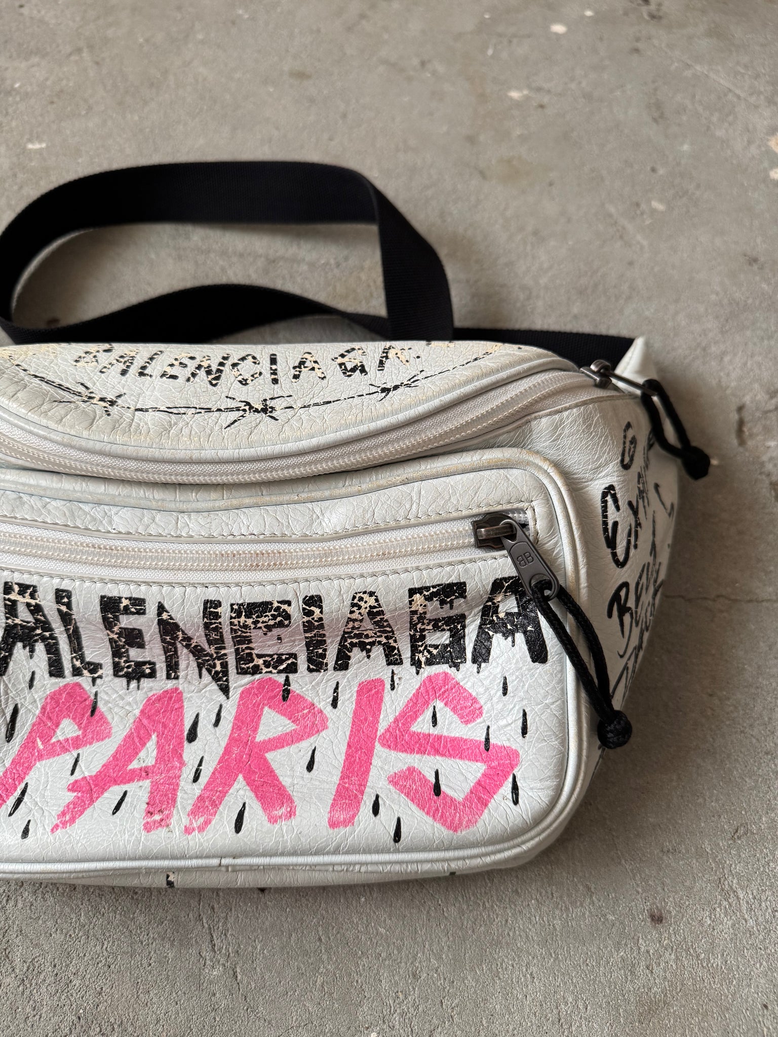 Balenciaga Graffiti Leather Belt Bag