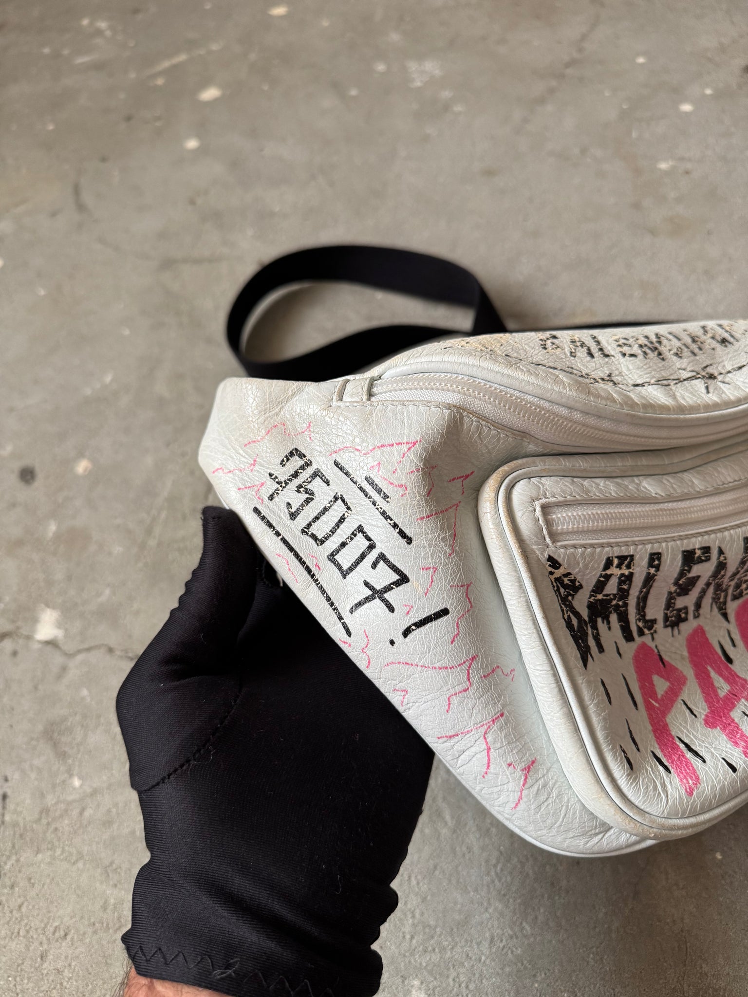 Balenciaga Graffiti Leather Belt Bag