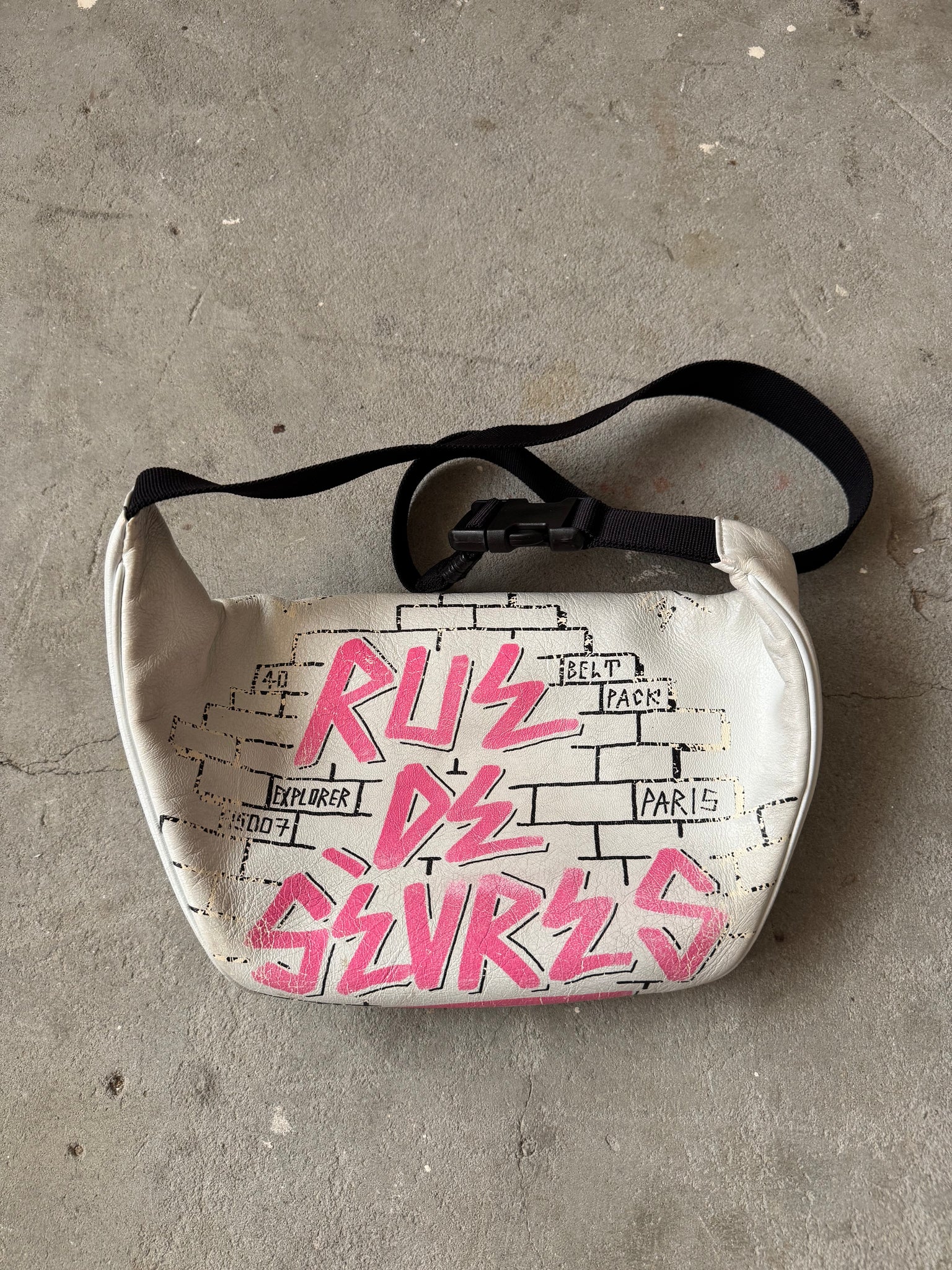 Balenciaga Graffiti Leather Belt Bag