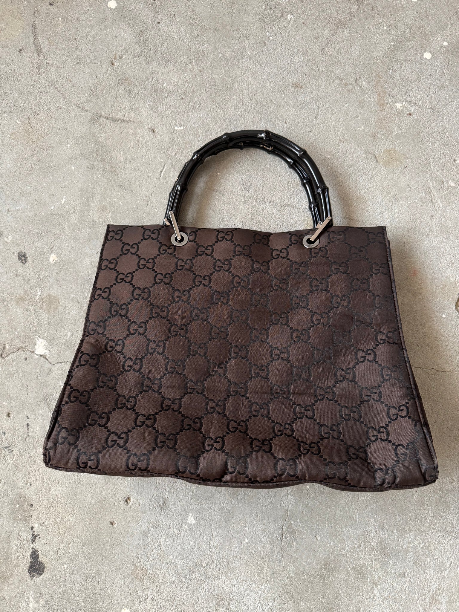 Gucci GG Monogram Bamboo Nylon Tote Bag Black