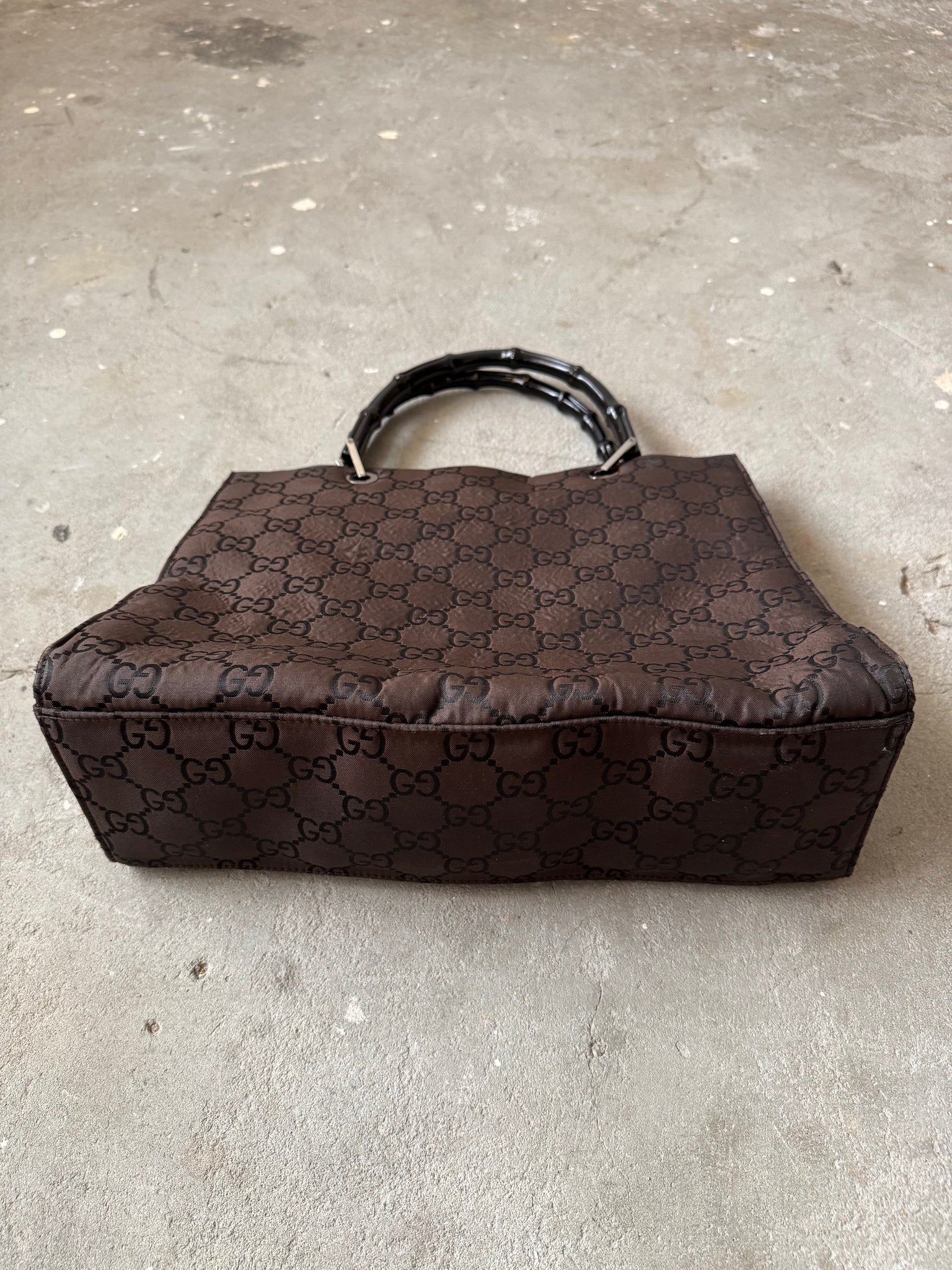 Gucci GG Monogram Bamboo Nylon Tote Bag Black