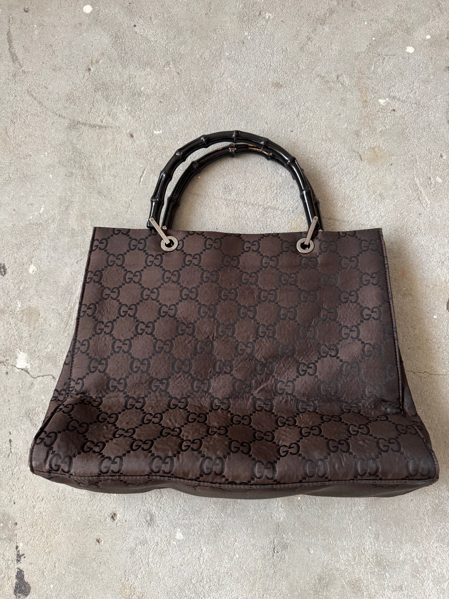 Gucci GG Monogram Bamboo Nylon Tote Bag Black