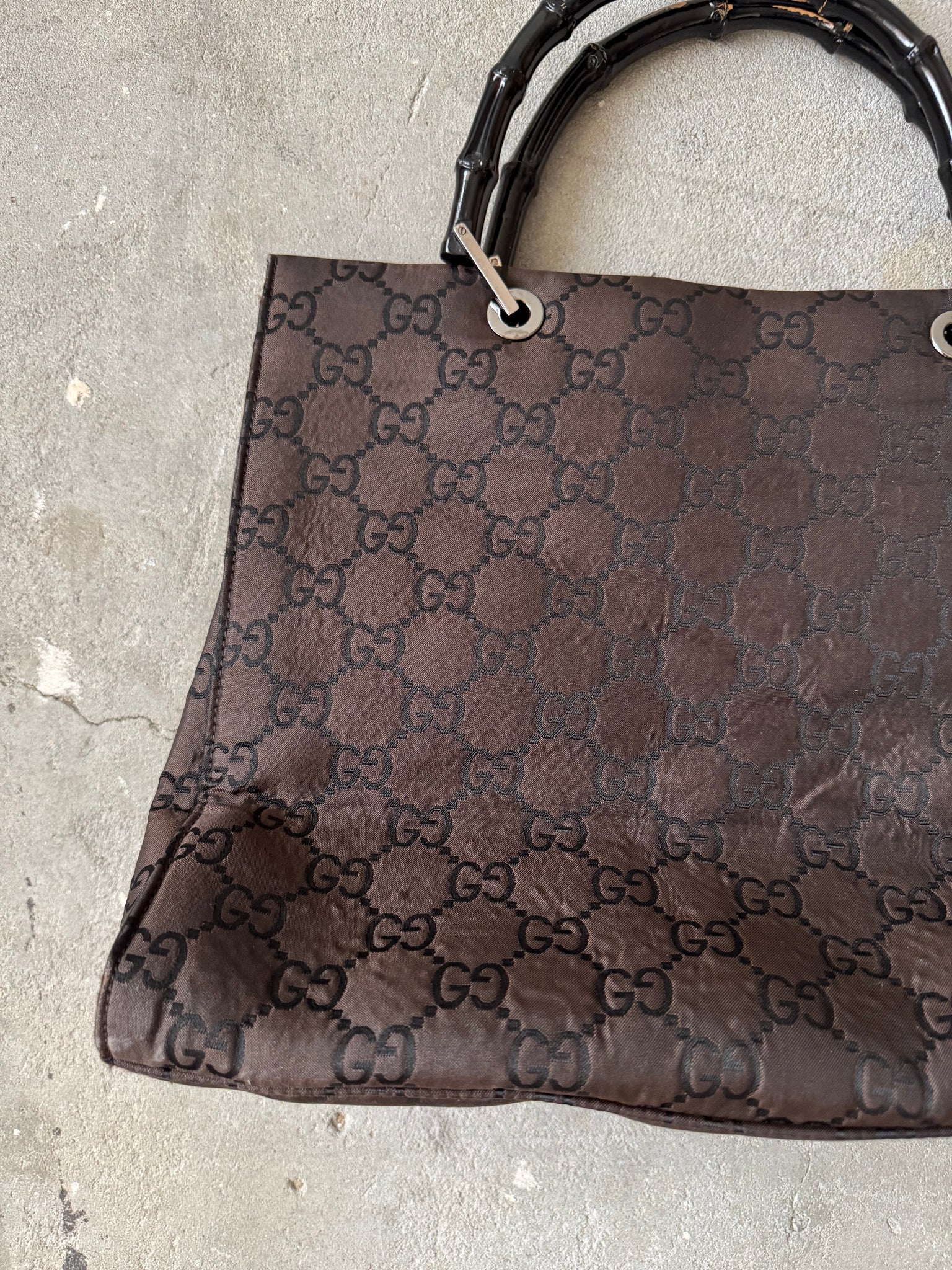 Gucci GG Monogram Bamboo Nylon Tote Bag Black
