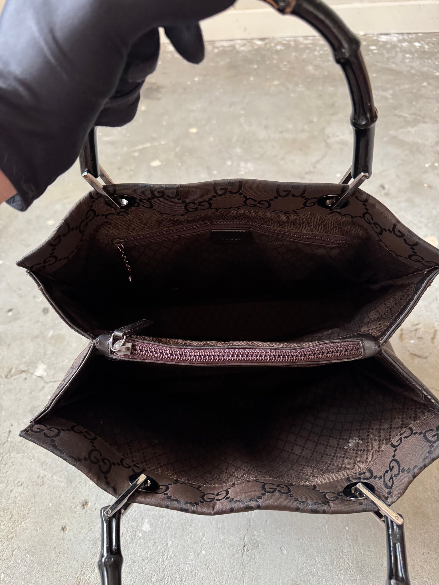 Gucci GG Monogram Bamboo Nylon Tote Bag Black