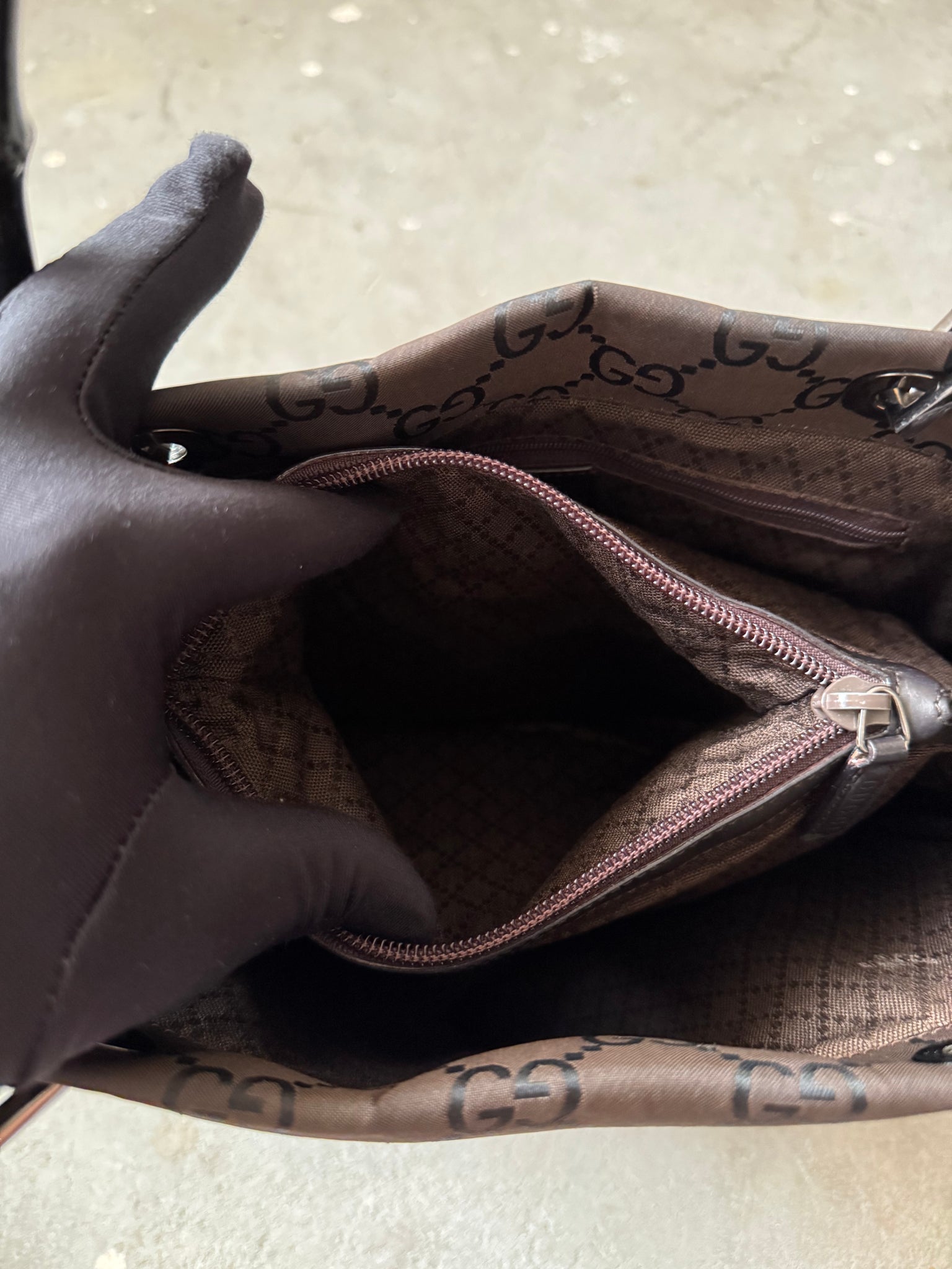 Gucci GG Monogram Bamboo Nylon Tote Bag Black