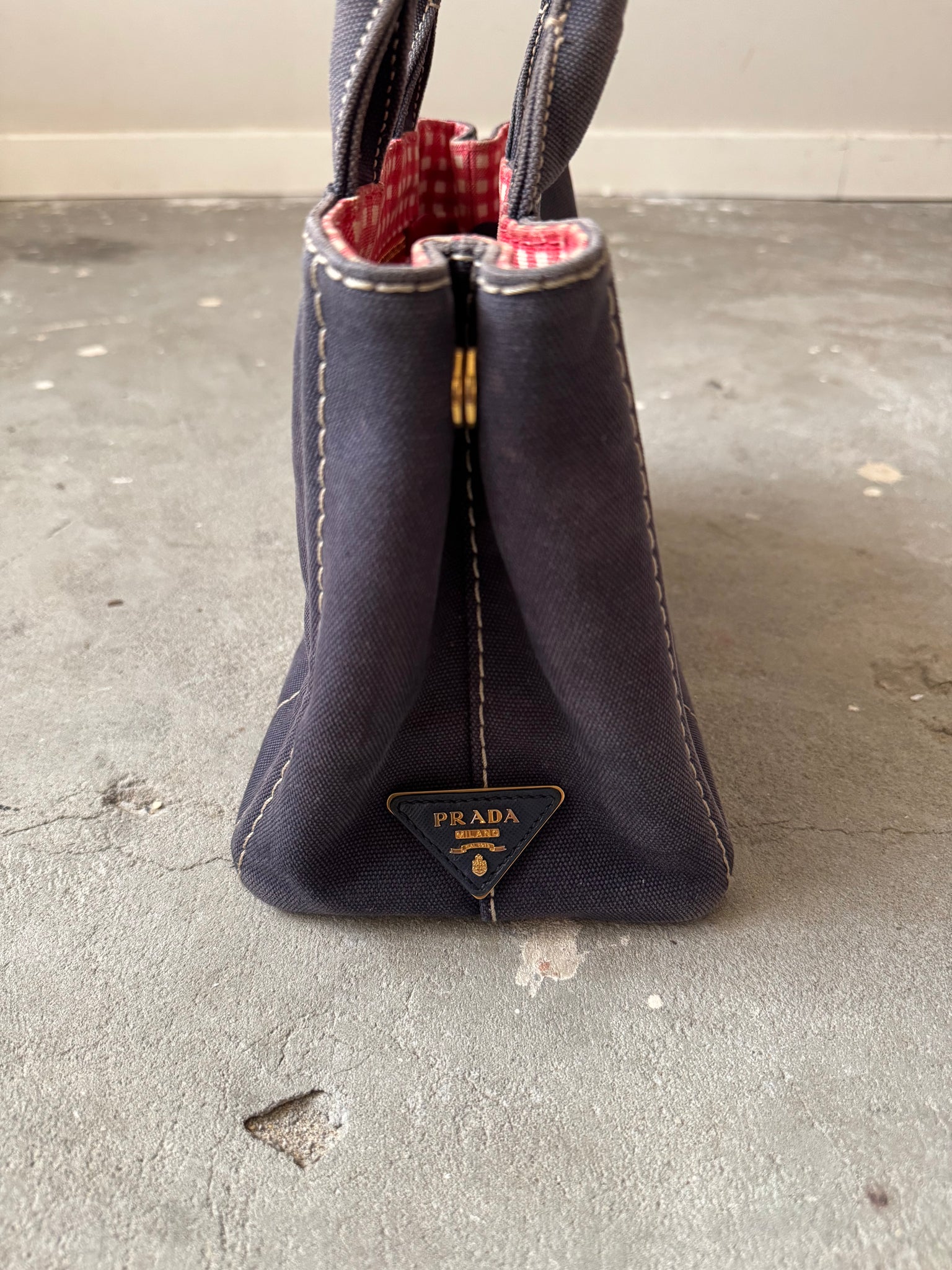 Prada 2Way Canapa Tote Bag Navy