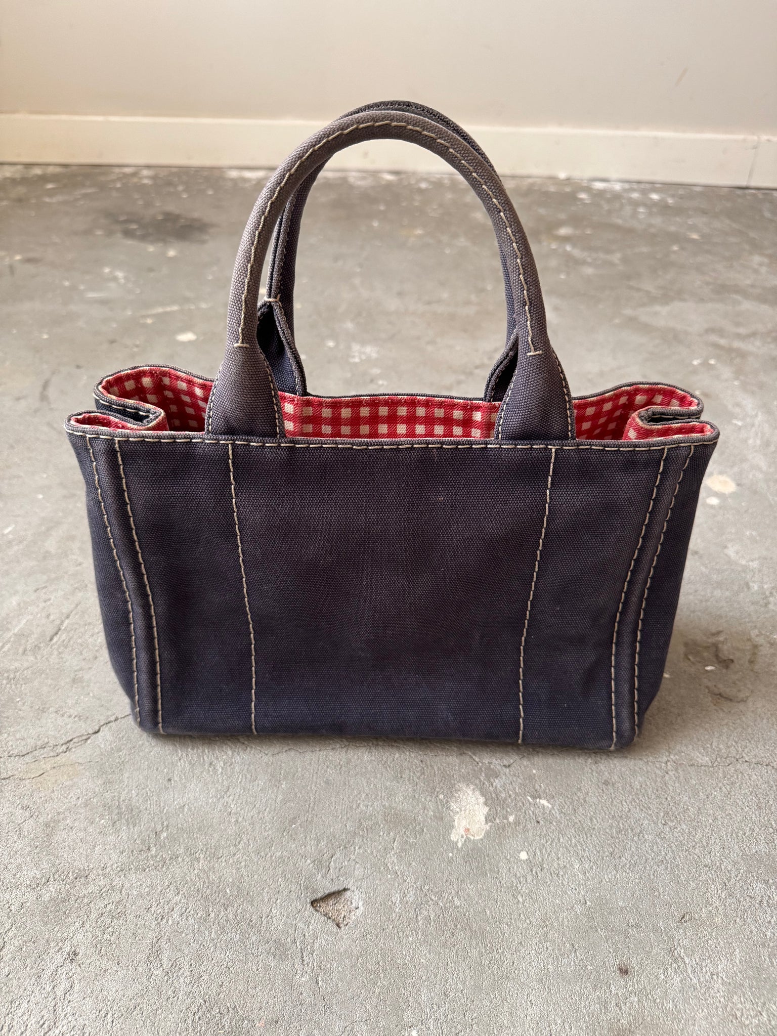Prada 2Way Canapa Tote Bag Navy