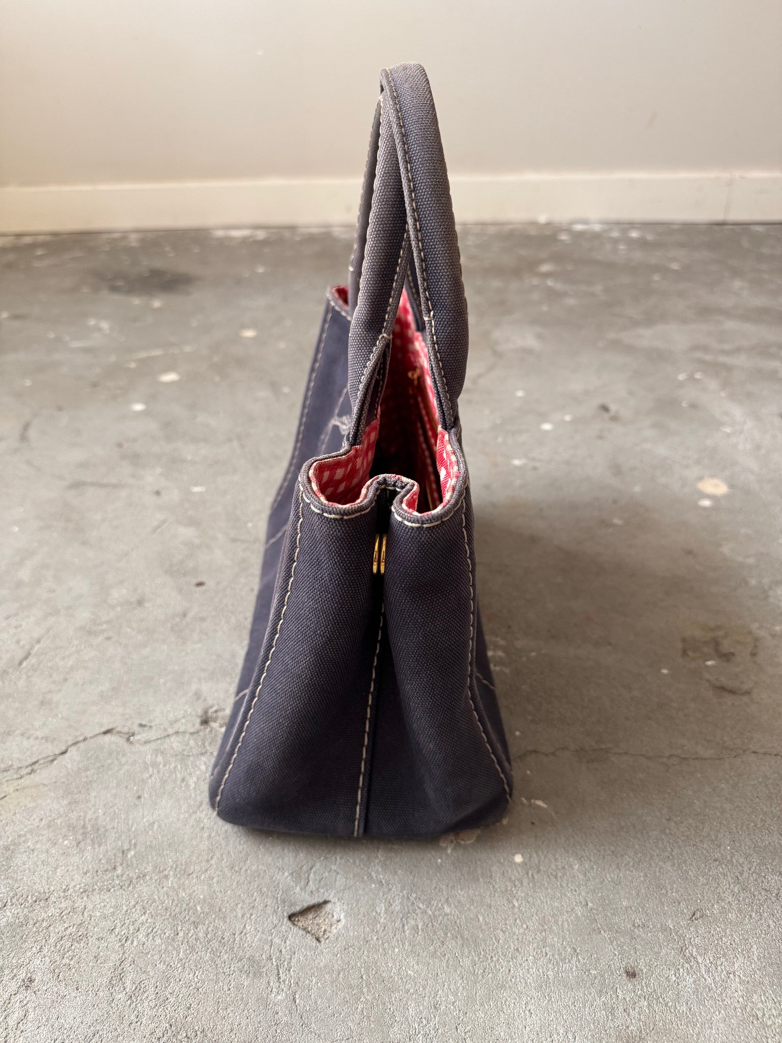 Prada 2Way Canapa Tote Bag Navy