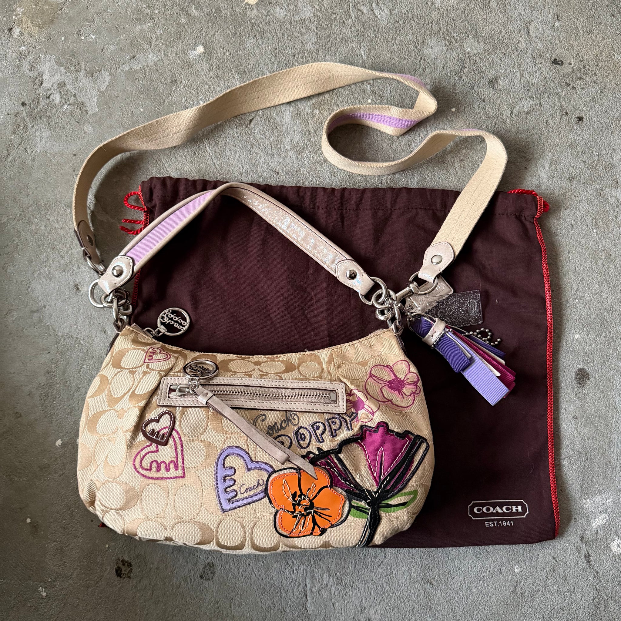 Coach 2Way Signature Poppy Shoulder Bag Beige – Curated by Charbel