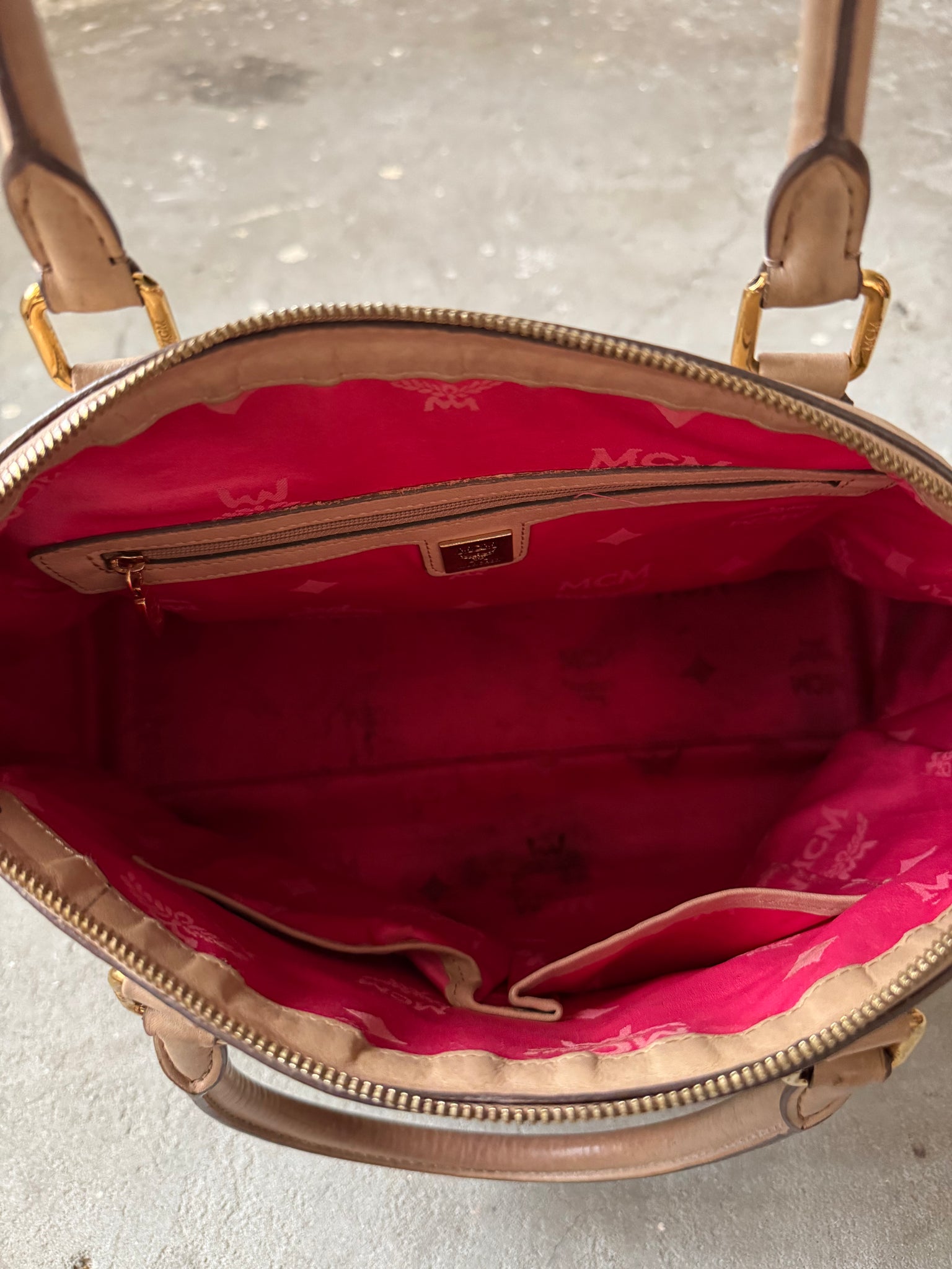 MCM Monogram Stripe Satchel Bag