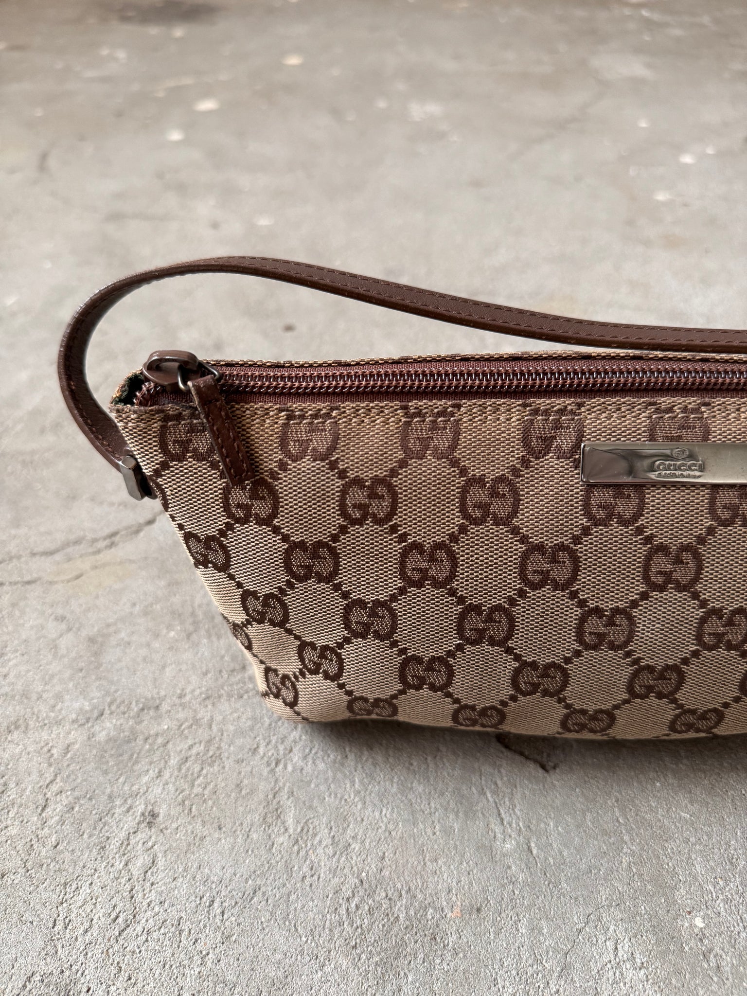 Gucci GG Monogram Pochette Boat Shoulder Bag Beige