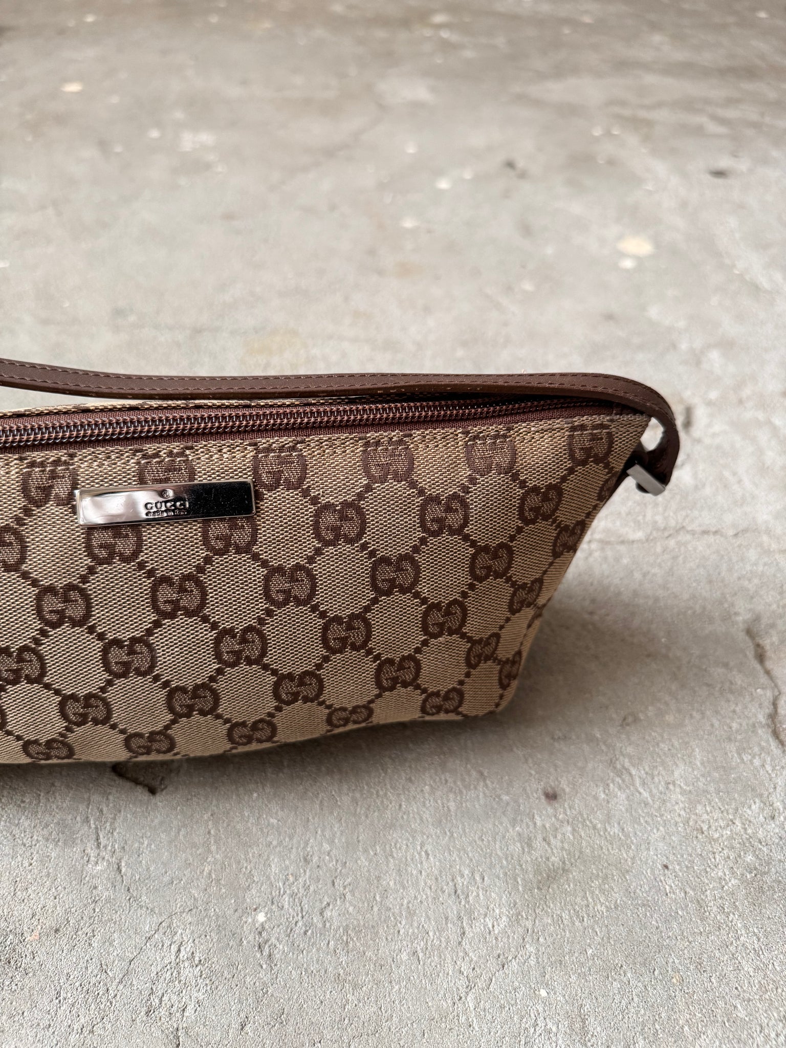 Gucci GG Monogram Pochette Boat Shoulder Bag Beige